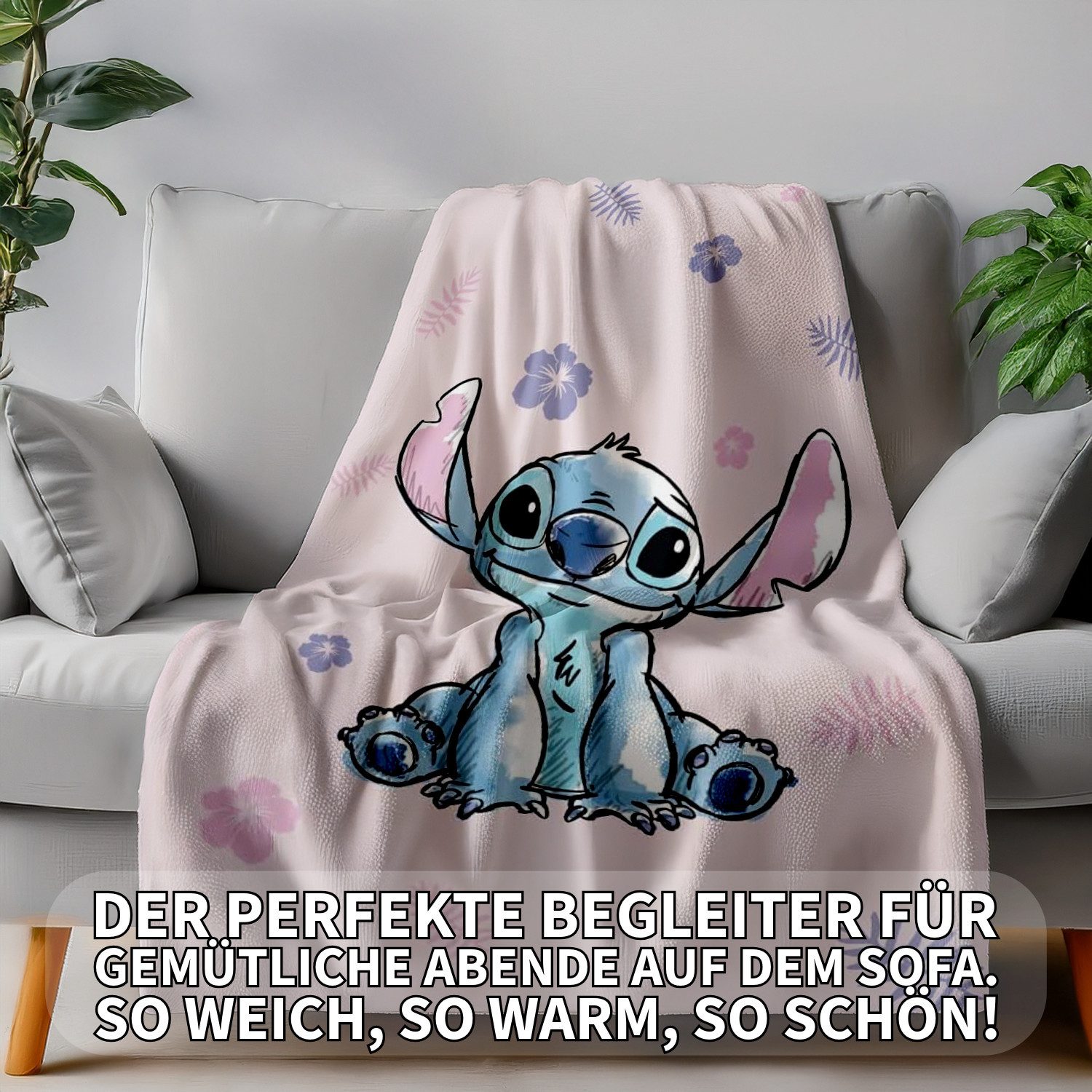 Wohndecke Lilo und Stitch Flauschdecke Kuscheldecke 100 x 150 cm, Jerry Fabrics