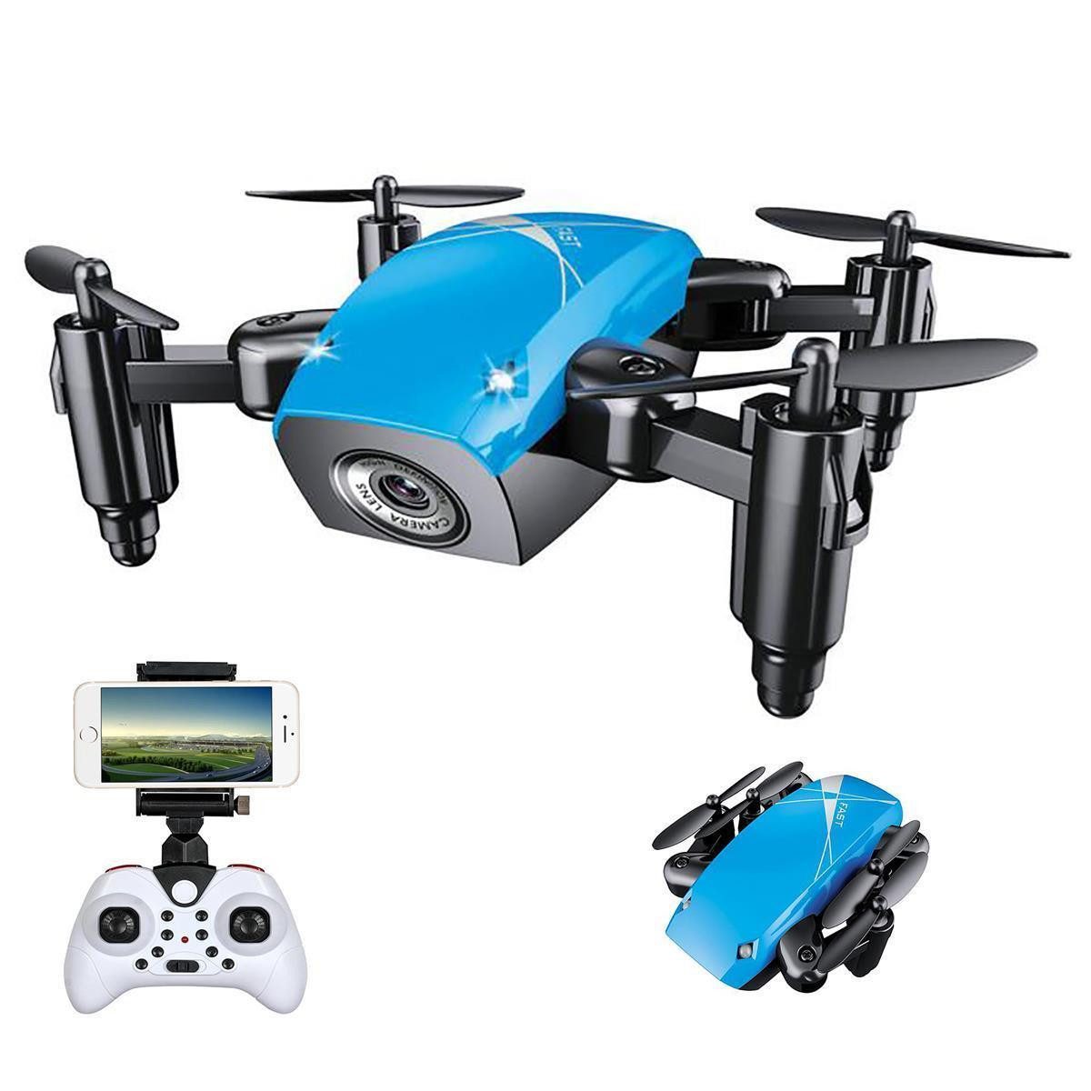 efaso RC-Quadrocopter S9W Mini RC Drohne blau -WiFi Kamera / 6-Achsen-Gyro / 3-Speed-Stufen, One-Key-Return / Auto. Start&Landen / Headless Mode / Höhe-Halten /