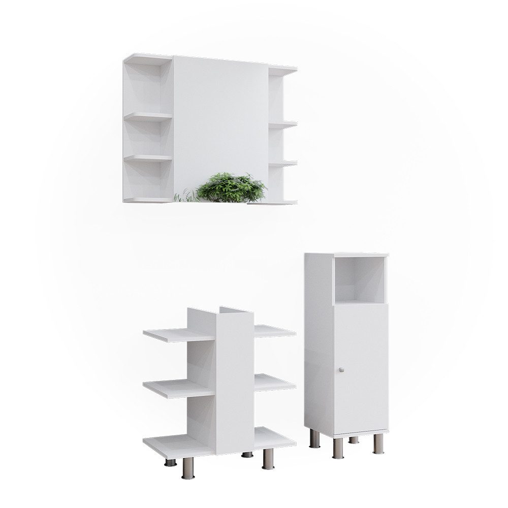 Vicco Badmöbel-Set Fynn, Weiß, 3 Teile, günstig online kaufen