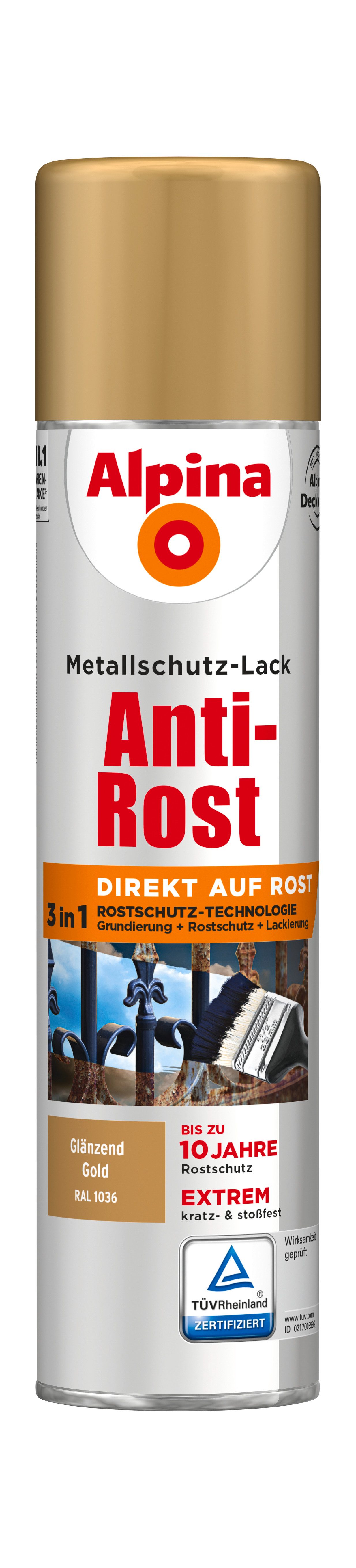 Alpina Metallschutzlack Metallschutzlack Anti-Rost 400ml Sprühdose glänzend