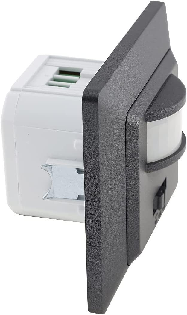 ChiliTec Steckdose MILOS Bewegungsmelder 160°, anthrazit, LED geeignet, 250V~, Unterputz