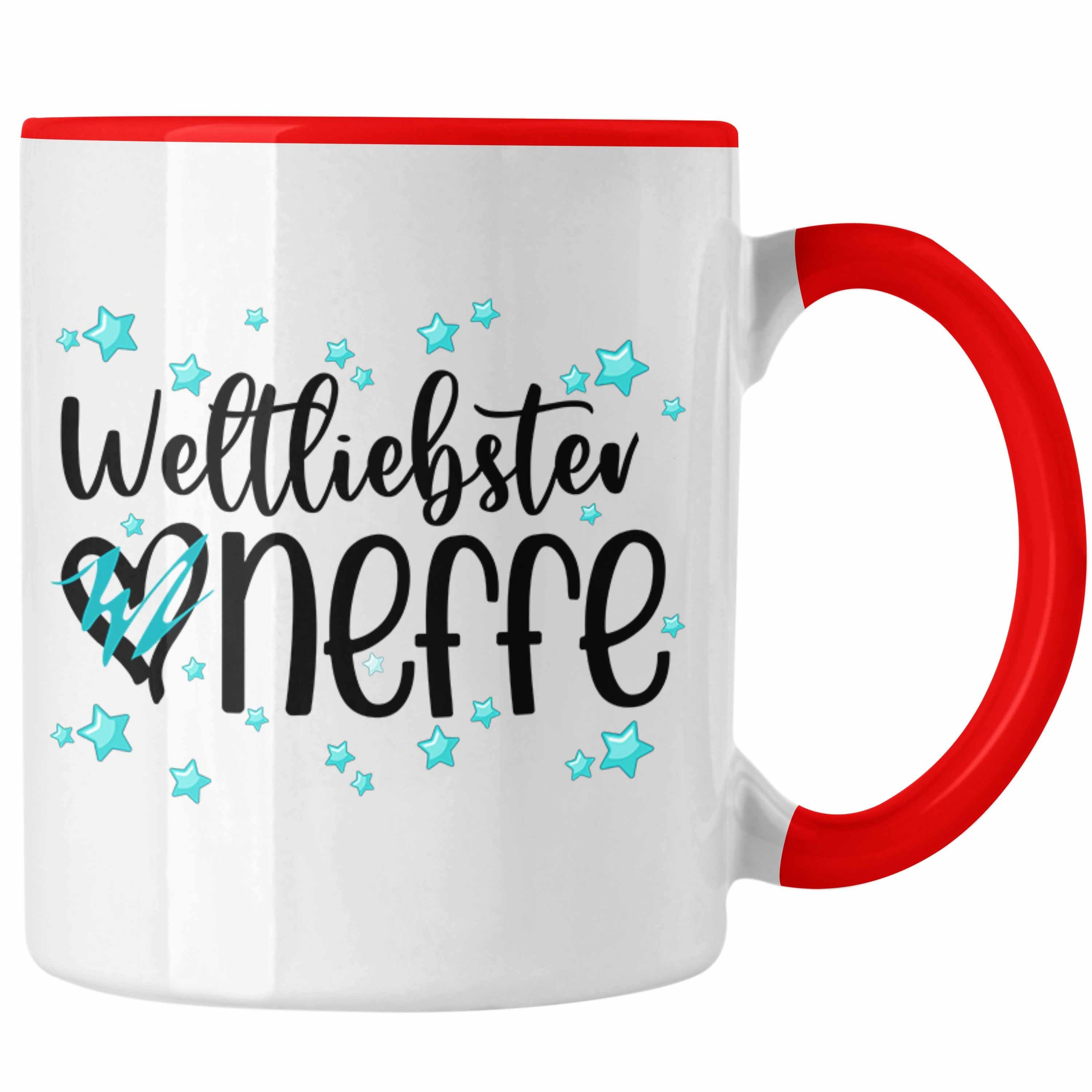 Trendation Tasse Trendation - Neffe Geschenkidee Kaffeetasse Weltliebster Tasse Onkel Tante von Geschenk Neffe Rot