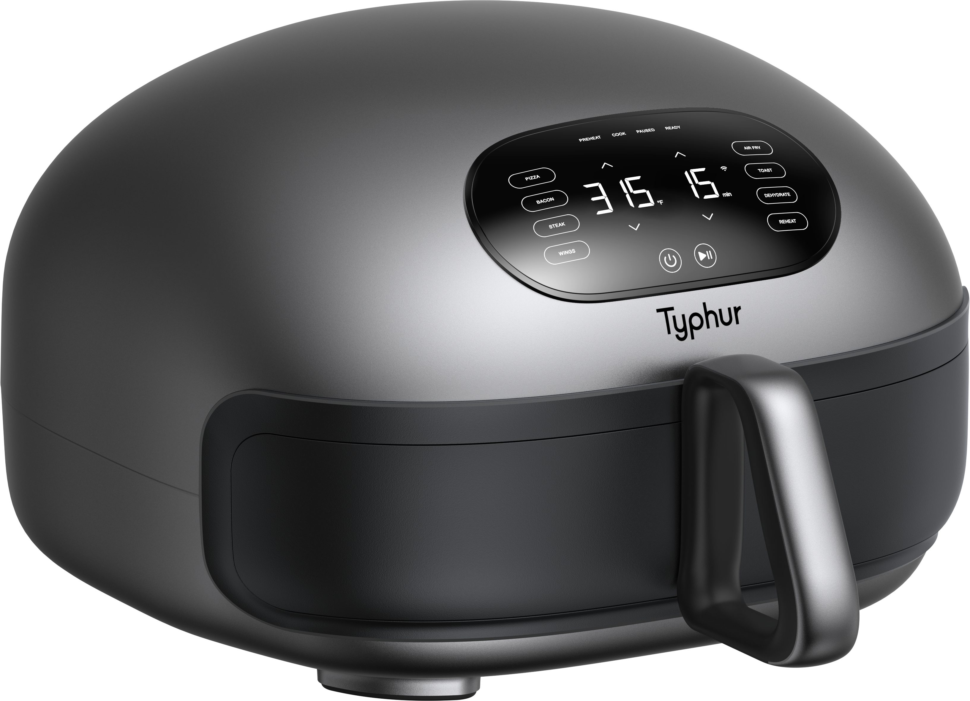 Typhur Heißluftfritteuse, 1750 W, 360° Heißluft, 15-in-1, schnell, leise, Selbstreinigung, App-Steuerung