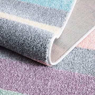 Teppich YOUNG955, Carpet City, rund, Höhe: 11 mm, Bunter Kinderteppich mit Streifen-Muster