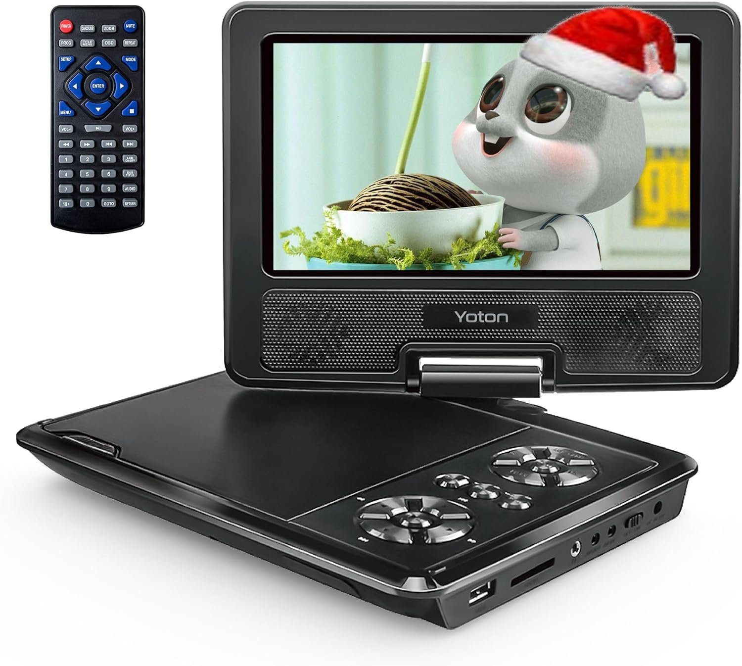 Yoton Portabler DVD-Player (7.5 inch, Haltepunkt-Speicherfunktion, Drehbarer Bildschirm, 4-6 Stunden Standby)