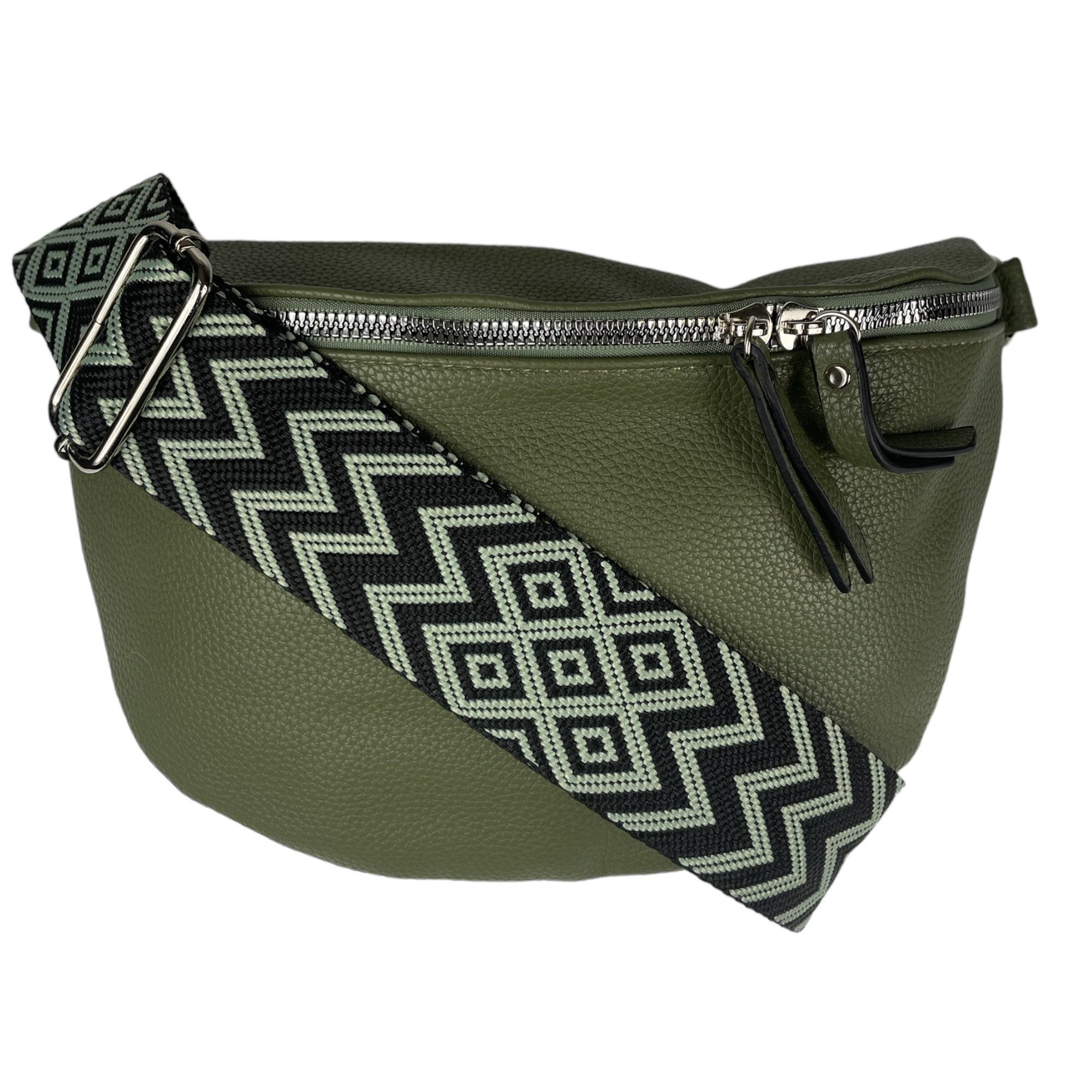 Taschen4life Umhängetasche moderne Bauchtasche Brusttasche Gürteltasche, CrossBody Bag, Bodybag Schultertasche, breiter Muster Stoffgurt/Umhängeband