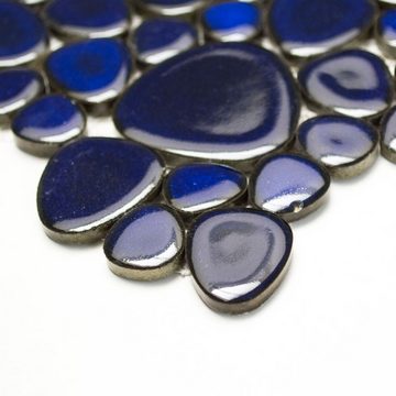 Mosani Mosaikfliesen Oval Keramikmosaik Mosaikfliesen kobaltblau matt / 10 Matten