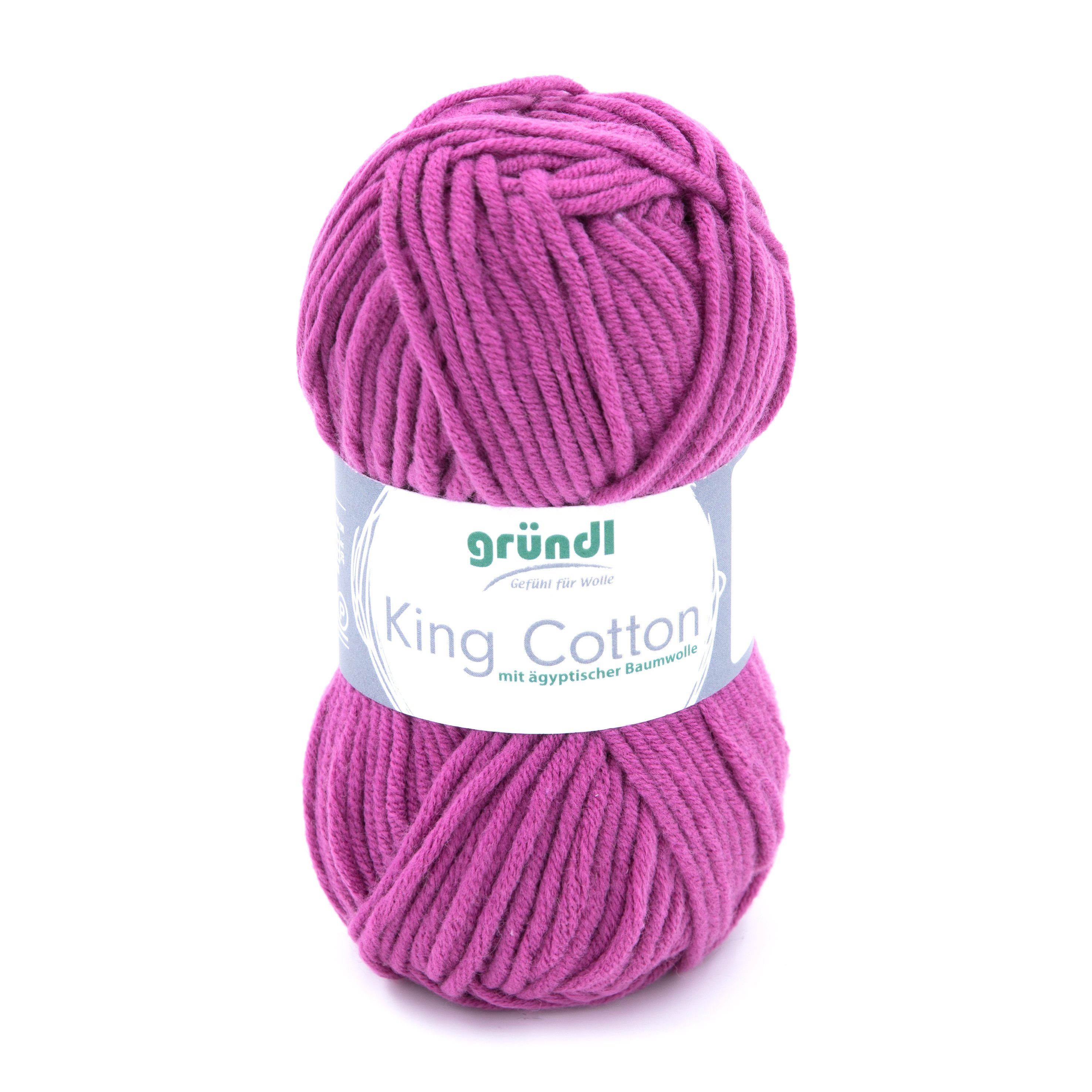 Gründl Wolle King Cotton Baumwollgarn Strickgarn Häkelwolle, 78,00 m (50g Handstrickgarn, Strickwolle, Baumwollmischgarn mit ägyptischer Baumwolle, zum Stricken und Häkeln für Nadelstärke 6 - 7 mm), mit Häkel - Anleitung zum download