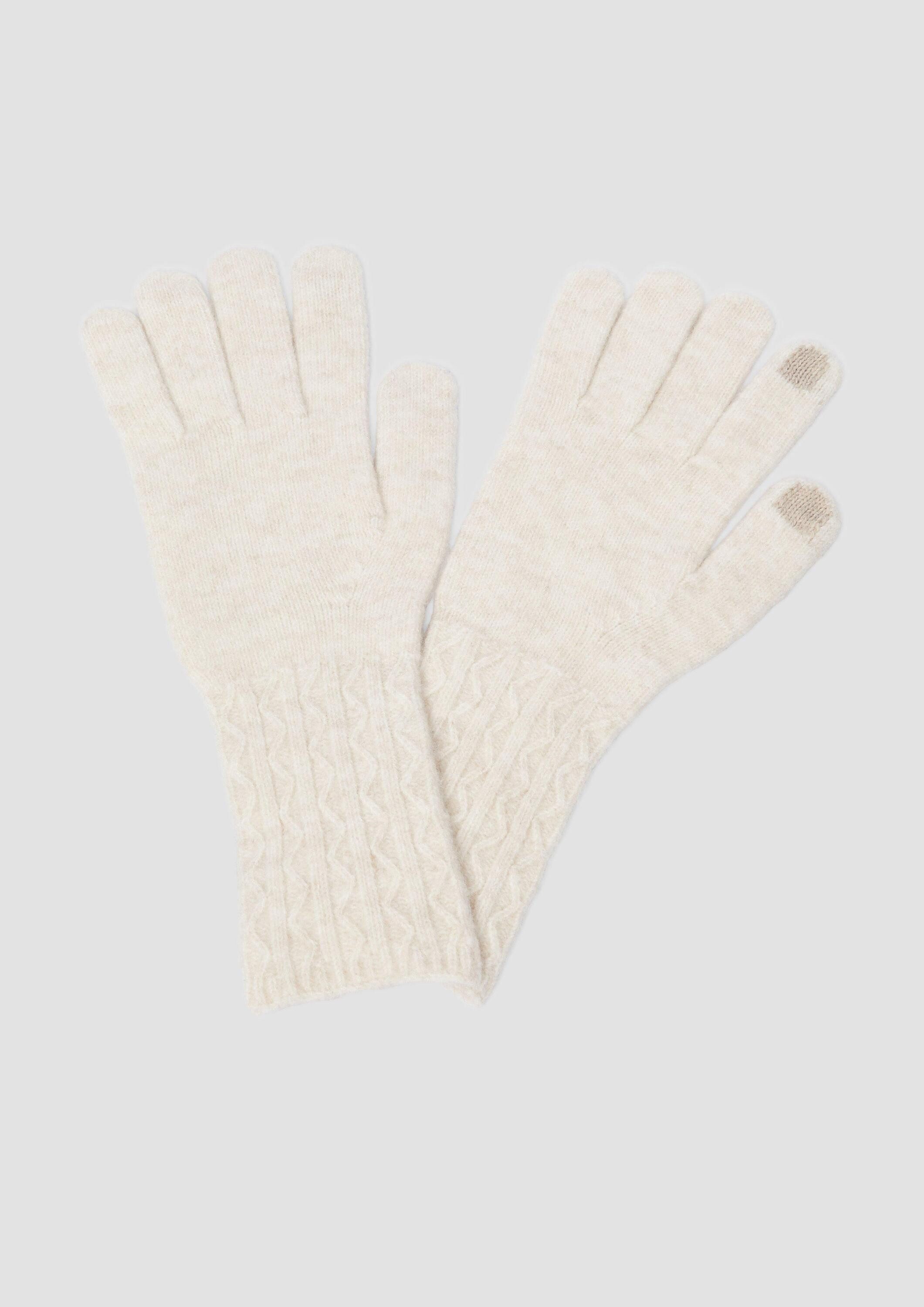 s.Oliver Strickhandschuhe Handschuhe Fingerhandschuhe mit Strickmuster und Wollanteil