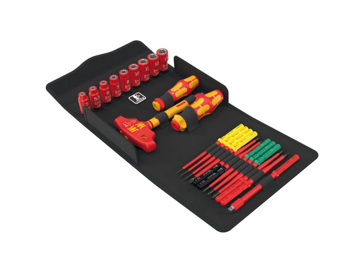 Wera Bit- und Steckschlüsselset Kraftform Kompakt VDE 24 Allrounder 1, 25-St., Platzsparend und sicher verstaut in einer textilen Box