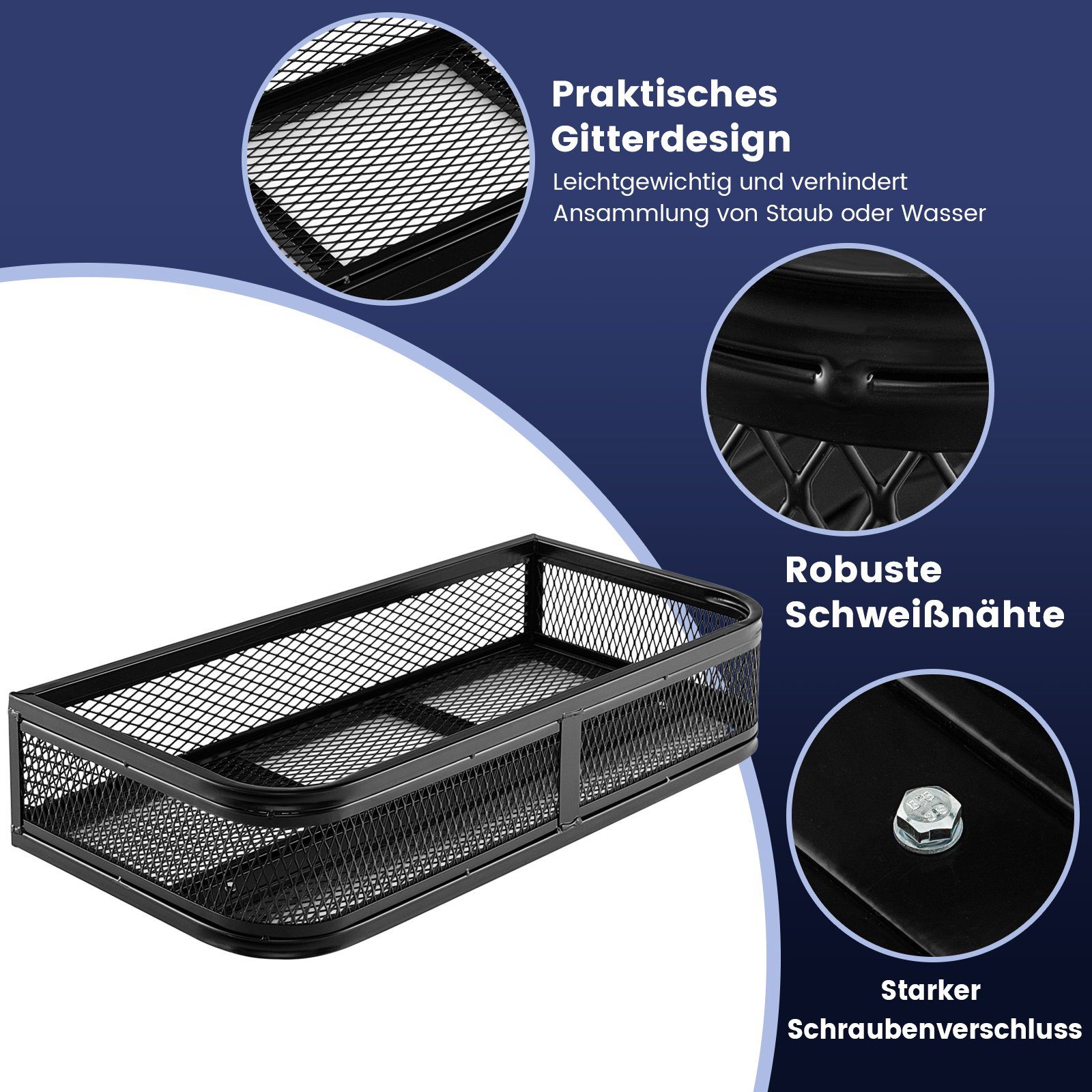 x 16,5 COSTWAY ATV/UTV, Dachträger, 44 92 x Frontgepäckkorb cm für