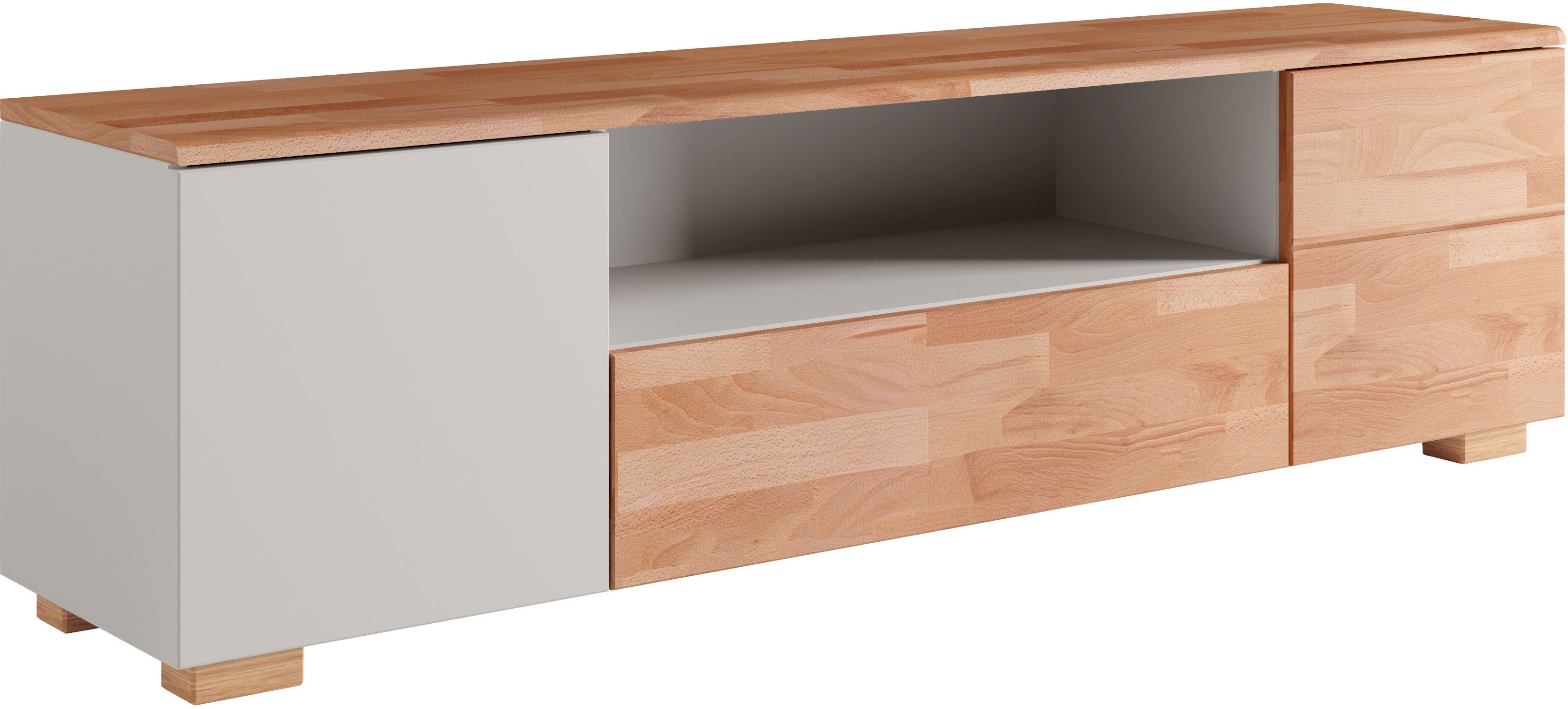 OTTO home Lowboard Citra teilmassiv, Breite 160cm,moderne grifflose Optik mit push to open Funktion