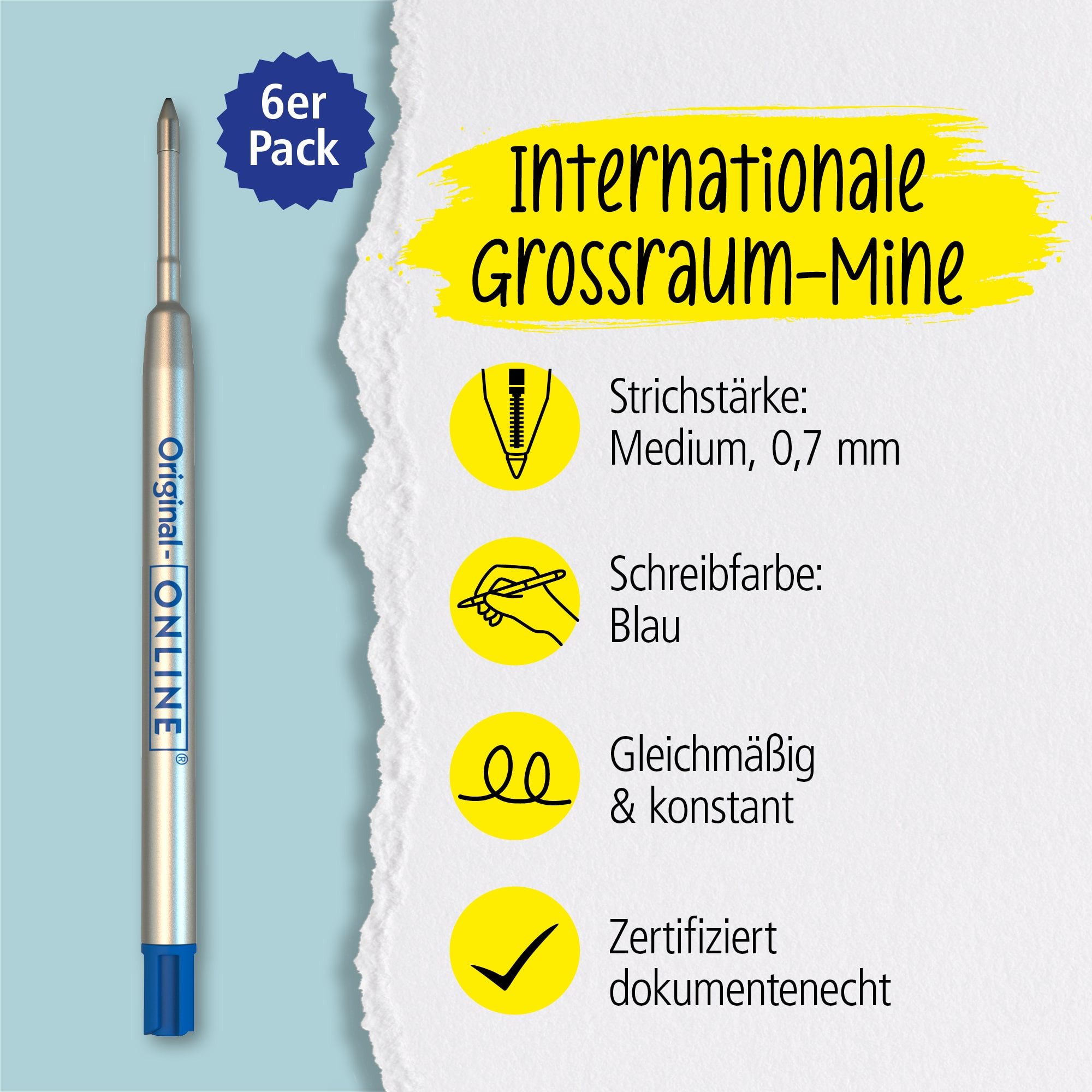 Online Pen Kugelschreiber Kugelschreiberminen, G2-Format, für Standard-Kugelschreiber, hergestellt in der Schweiz