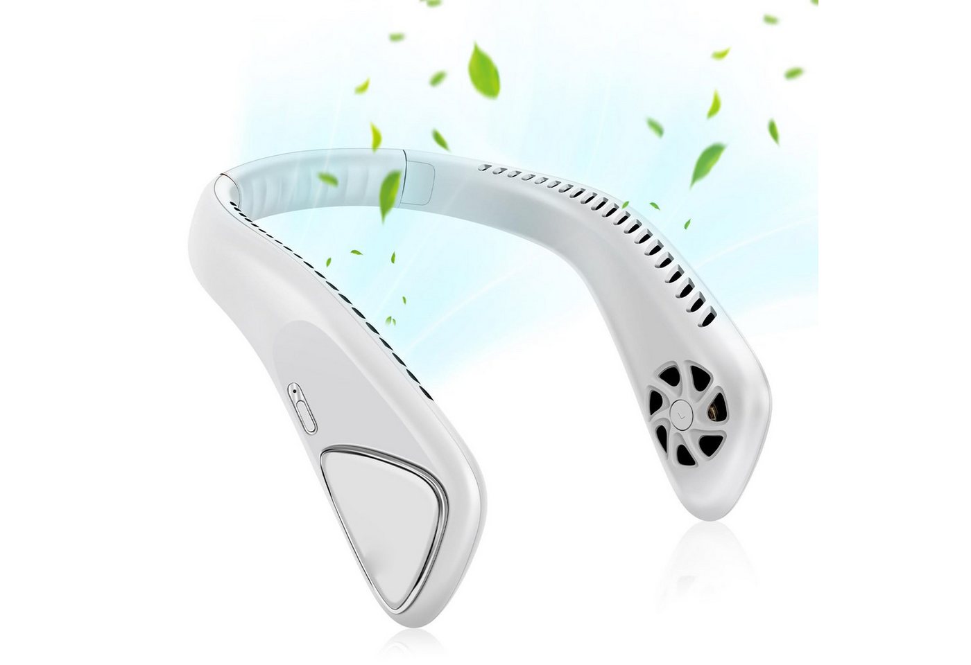 MOPUEA Mini USB-Ventilator Nackenventilator Akku 6000mAh 3 Stufen leise 360 Grad flexibel, Flügellos, 3 Stufen, leise, 360° flexibel, bis 14 Std.