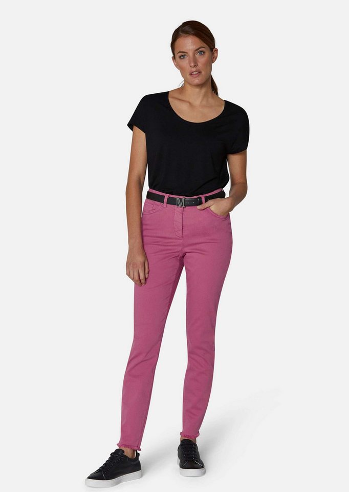 MADELEINE Gerade Jeans Mid Waist Skinny-Hose mit Fransen Fransenhose in schmale Silhouette, Five-Pocket-Stil