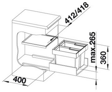 Blanco Mülltrennsystem Flexon II 45/2, Kunststoff, Stahlblech, 450 mm Untermass