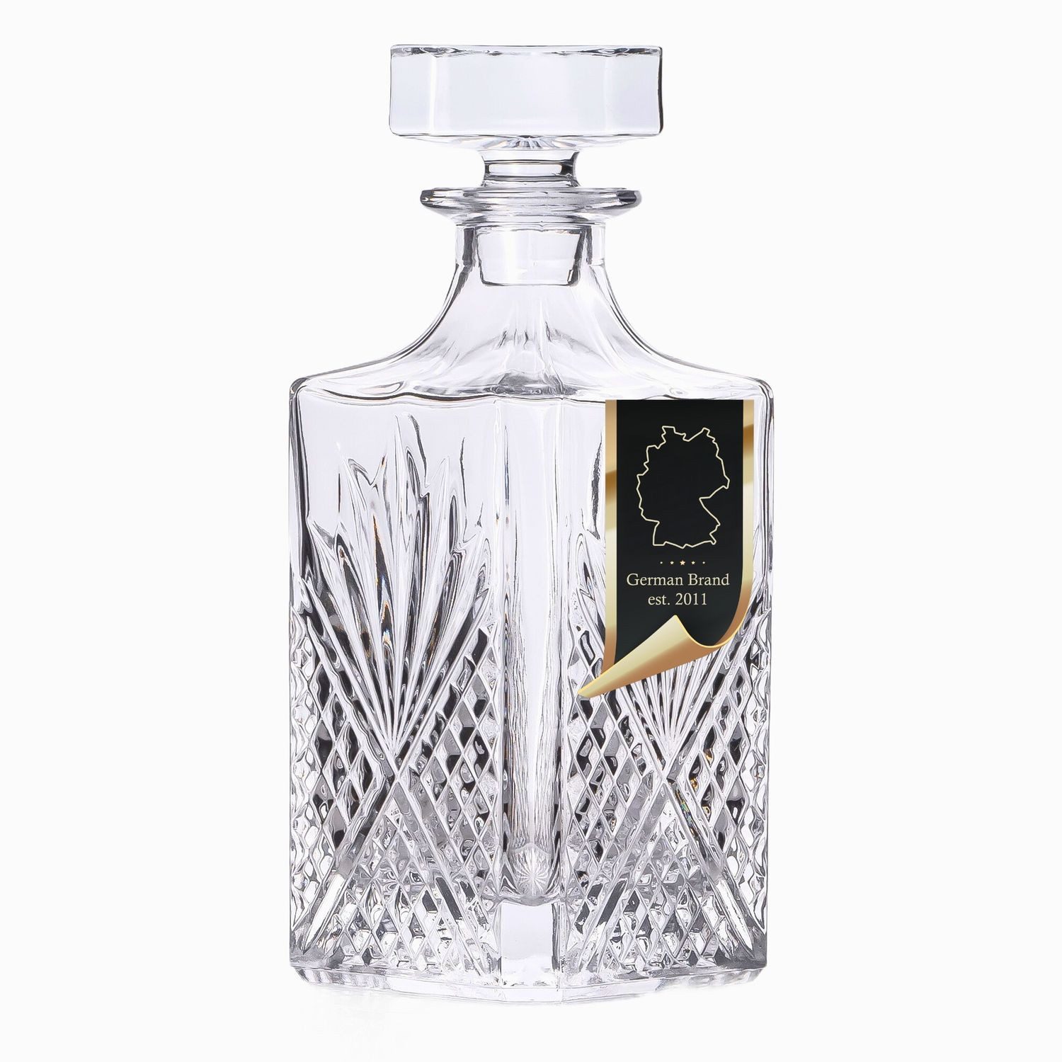 Intirilife Karaffe, (Edle Whiskey Karaffe - Füllmenge 800 ml, 1-tlg), Decanter für Rum, Vodka, Scotch und vieles mehr