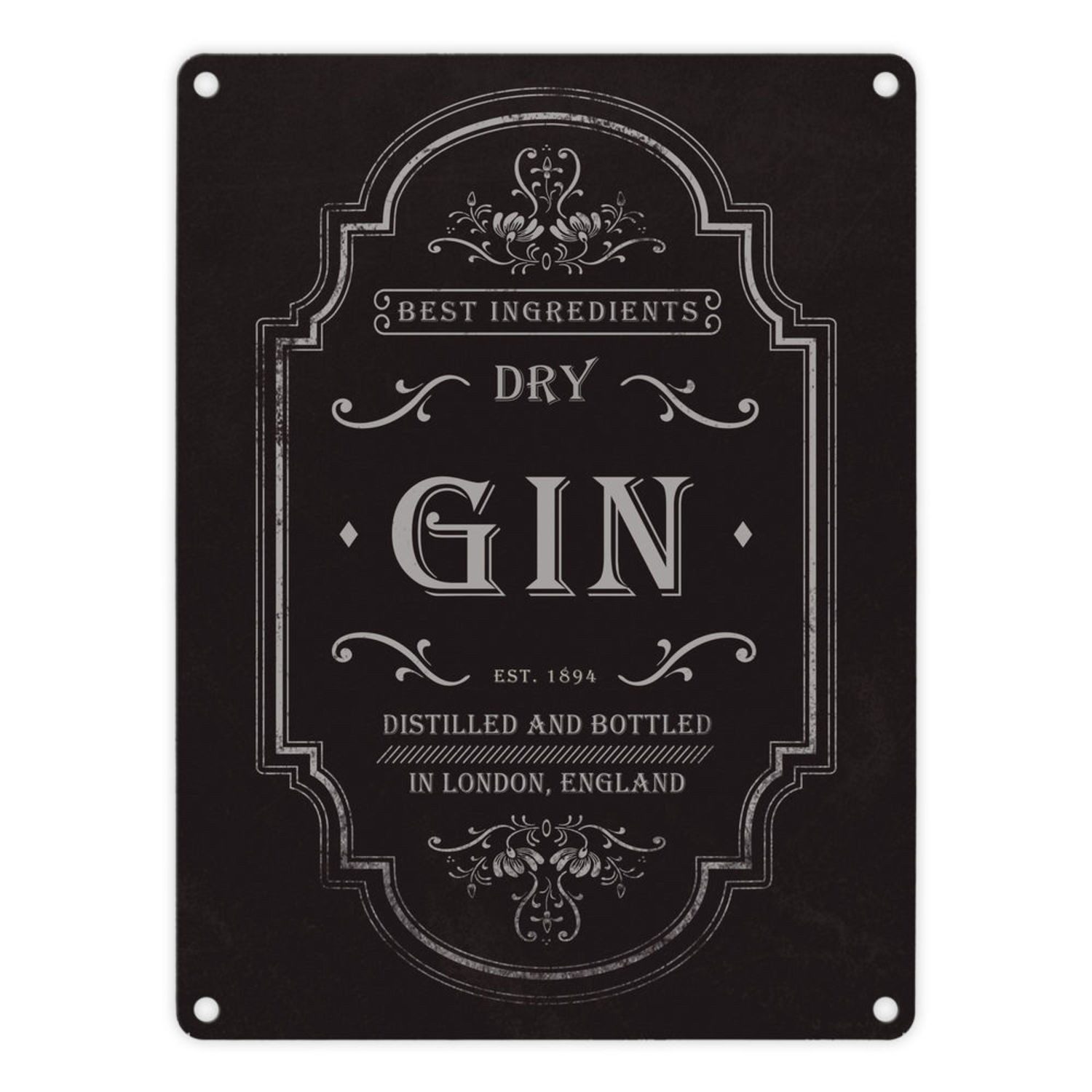 speecheese Metallschild Gin Logo Schild Blechschild Aluminiumschild Emailleschild