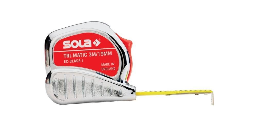 SOLA Maßband Taschenrollbandmaß TRI-MATIC Länge 10 m Breite 25 mm mm/cm EG 1 Kunststoff Stopptaste