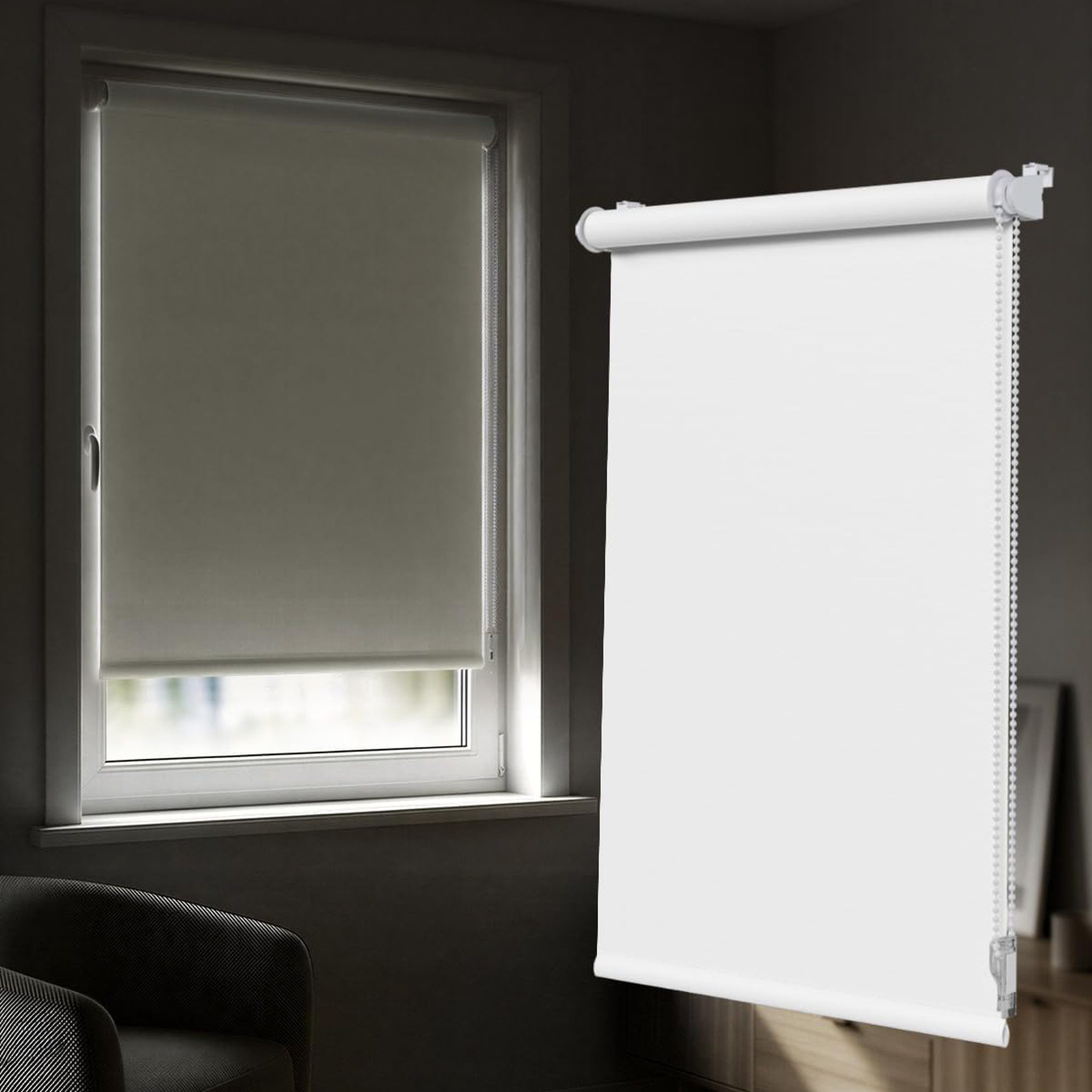 Verdunklungsrollo Klemmfix Tenebra Verdunkelungsrollo, 40 x 160 cm, weiß, Victoria M., blickdicht, ohne Bohren, in Führungsschienen, Klemmfix, Verdunkelung, Mit Magnet. energiesparend