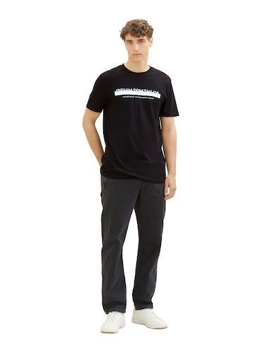 T-Shirt mit TOM Denim black Logofrontprint TAILOR