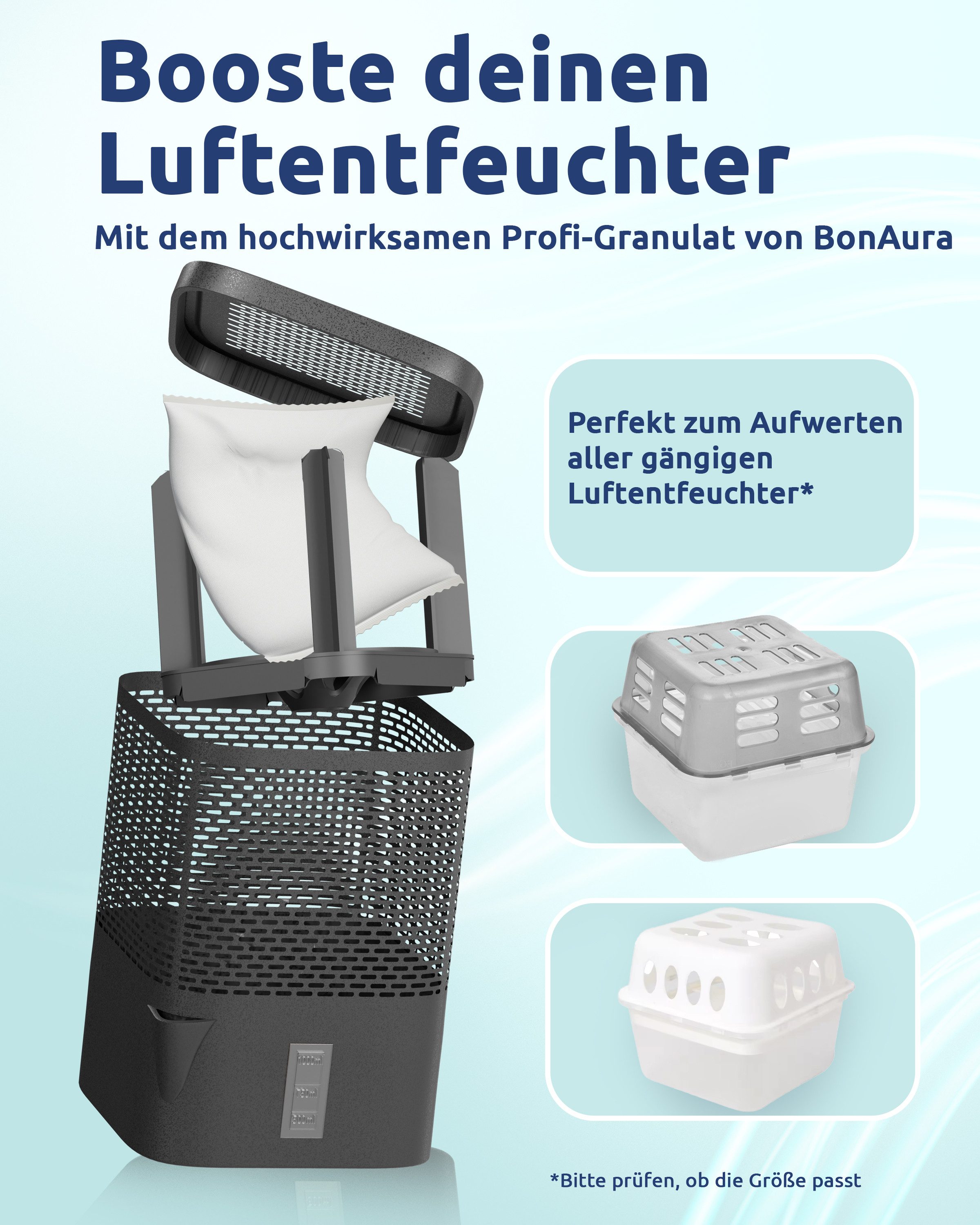 BonAura Luftentfeuchter-Nachfüllpack Entfeuchter Granulat im Vliesbeutel, 2er-, 4er- oder 6er Set, 680g pro Stk., Geruchsneutral – Bild 5 von 5