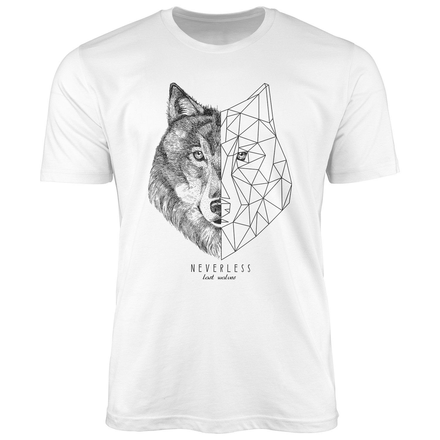 Neverless Print-Shirt Herren T-Shirt Wolf Polygon Kunst Grafik Tiermotiv Printshirt Fashion mit Print