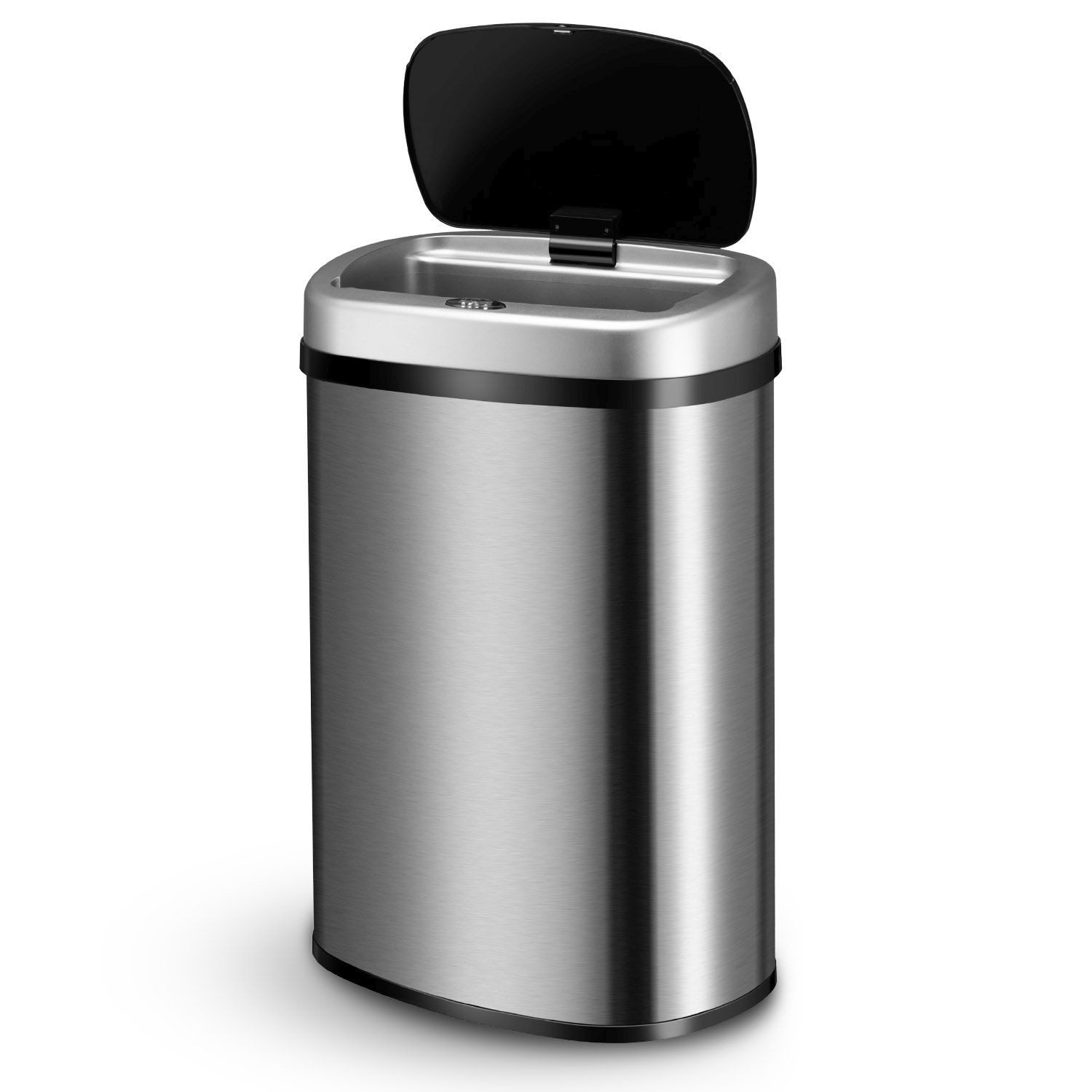 Juskys Mülleimer, 50 L, rostfrei, intelligenter Sensor, batteriebetrieben, geräuscharm