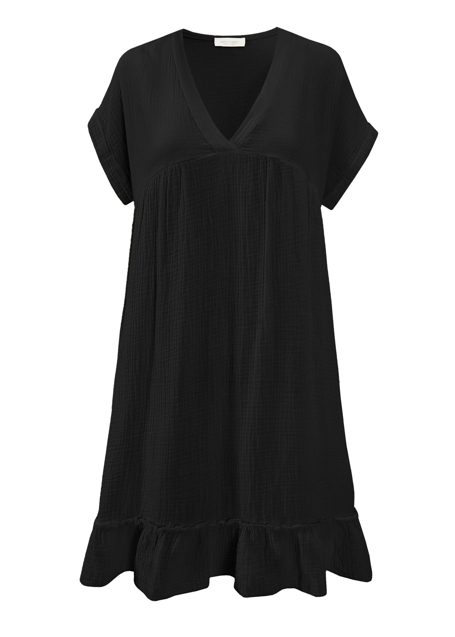 SASSYCLASSY Minikleid Musselin Kleid Damen Sommer Elegant V-Ausschnitt Leic günstig online kaufen