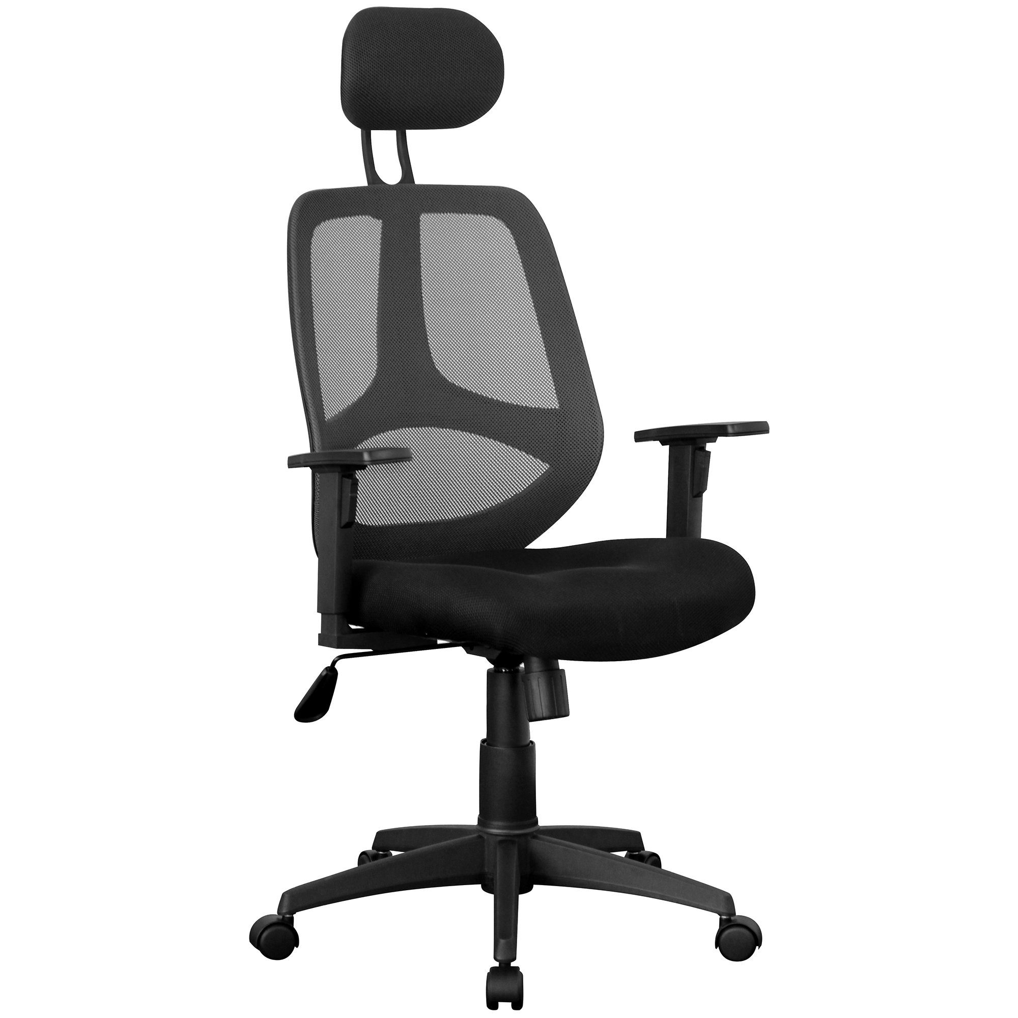 Amstyle Chefsessel Bürostuhl Schwarz Schreibtischstuhl Drehstuhl Sessel Stoff (Bürostuhl XXL 120 kg Modern, Stoff Schwarz), Drehstuhl mit Armlehne, Schreibtischstuhl Drehbar