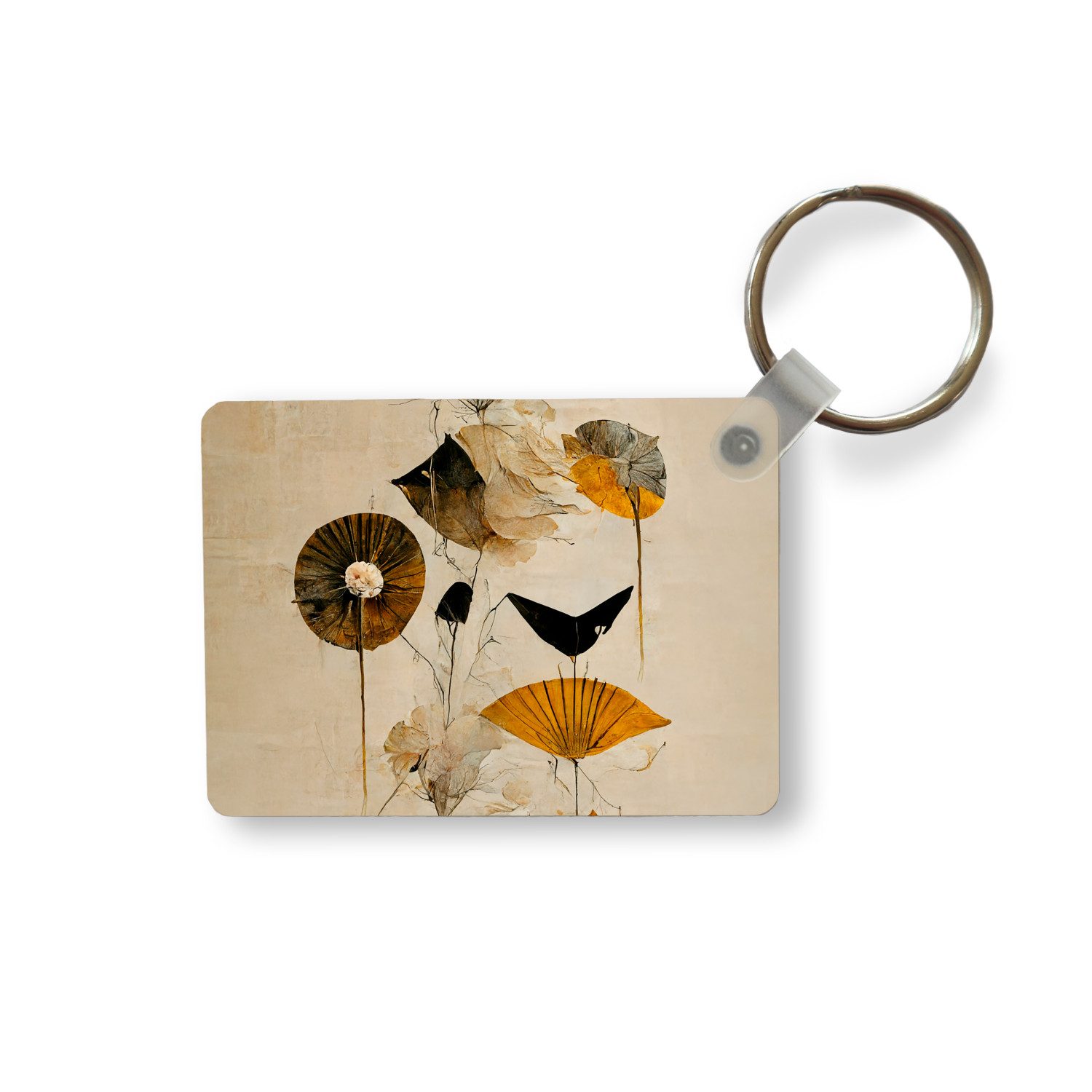 Schlüsselanhänger Blumen - Vintage - Pflanzen - Gold