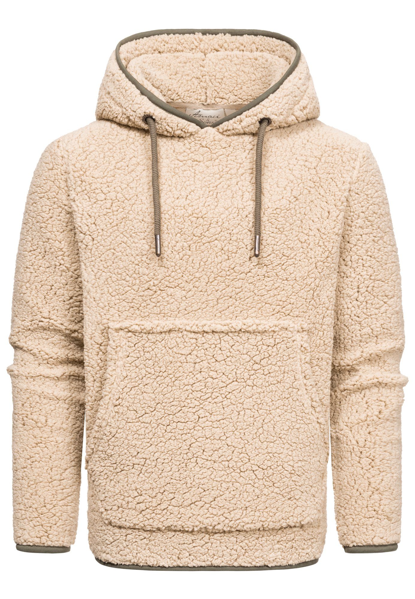 Amaci&Sons Kapuzenpullover SUNNYVALE Kapuzenpullover Teddyfell Herren Teddy Sweatjacke Plüsch Hoodie Pullover Sweatshirt