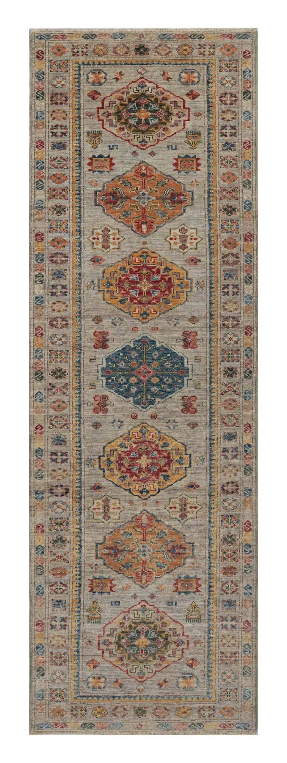 CABBEL Orientteppich 250x80 cm Kazak Beige Schurwolle Handgeknüpft Klassisch Unikat Läufer, Läufer, Höhe: 6 mm, 100% Schurwolle – weich, pflegeleicht, solide Knüpfdichte