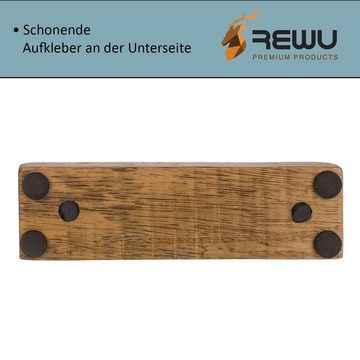 ReWu Dekoobjekt Silberfarbener Metall Schriftzug auf Holz Standfuss Kuschelecke