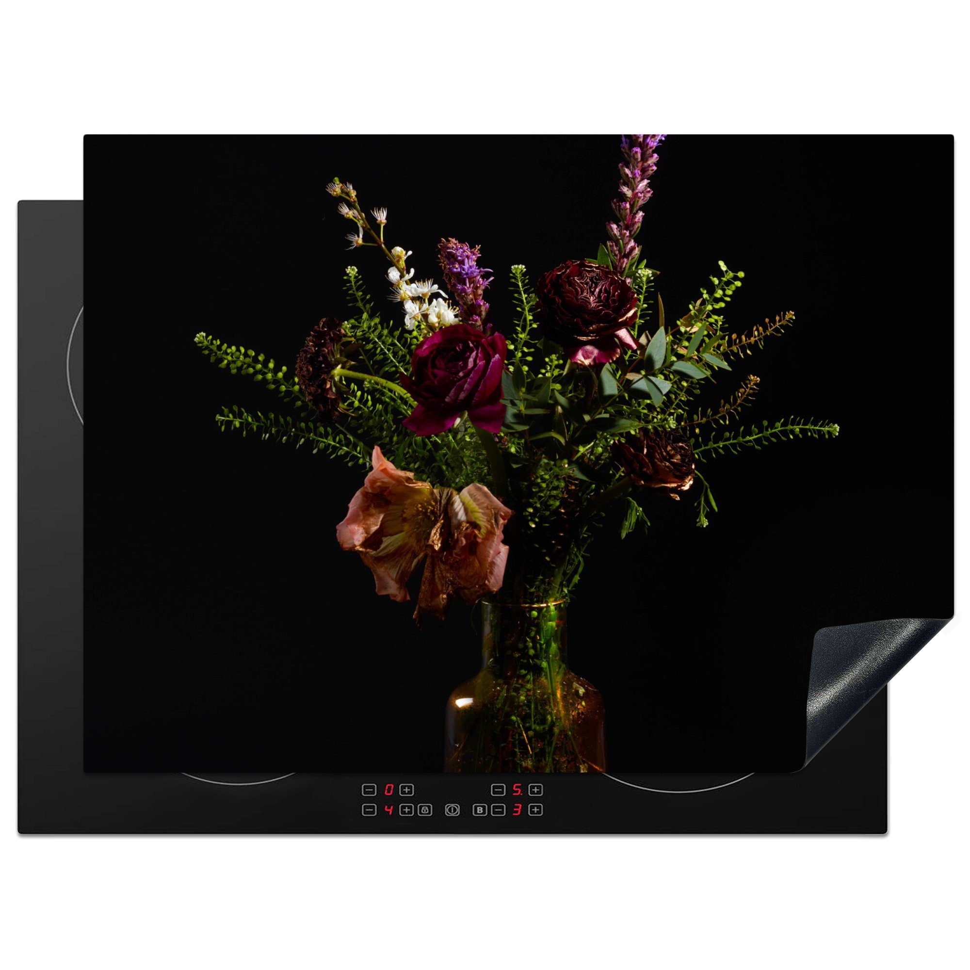 - 71x52 cm, Induktionskochfeld Schutz Farben Herdblende-/Abdeckplatte Blumen die Stilleben, für küche, Vinyl, MuchoWow Ceranfeldabdeckung (1 tlg), -