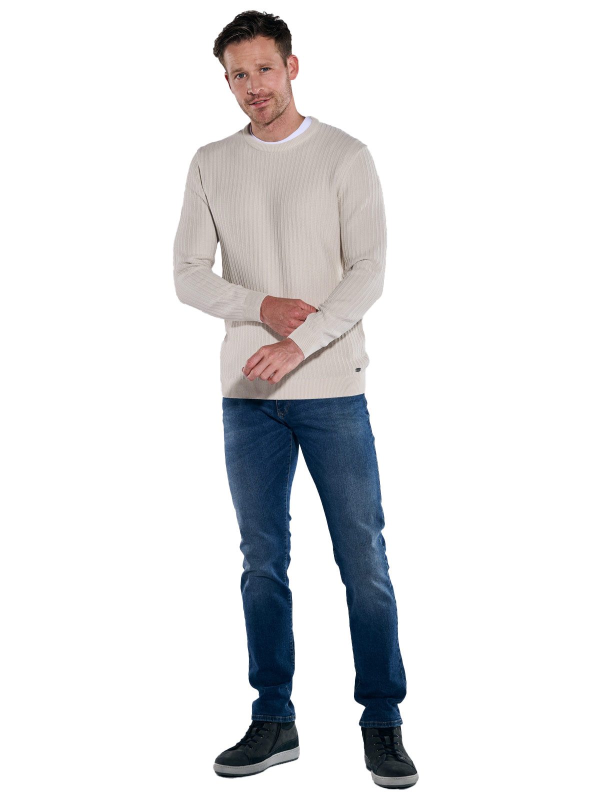 Engbers Herren Pullover Rundhals, Creme