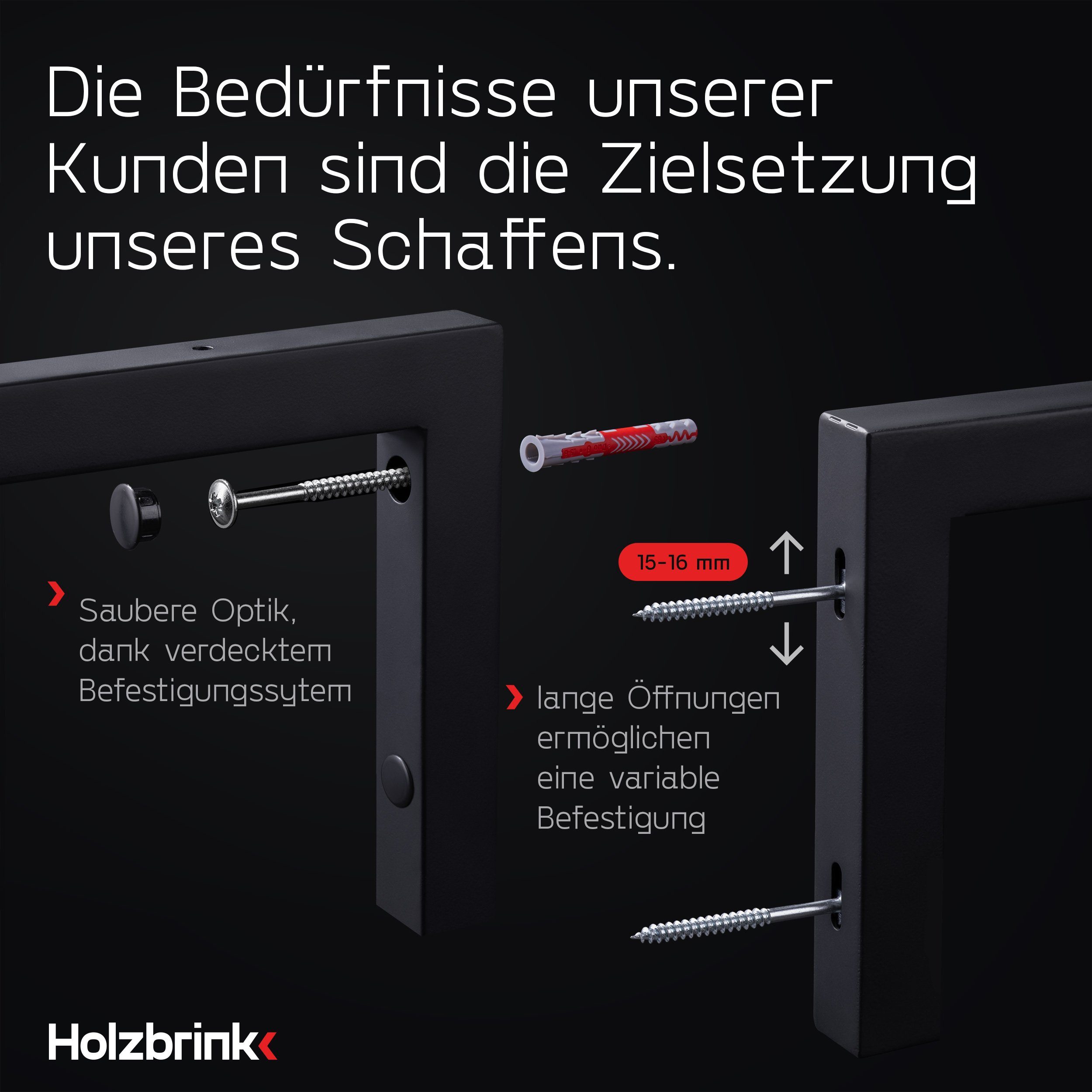 HOLZBRINK Wandregalhalter Wandkonsole L-Form, 2-tlg. SET, Industriestahl pulverbeschichtet, massive Ausführung