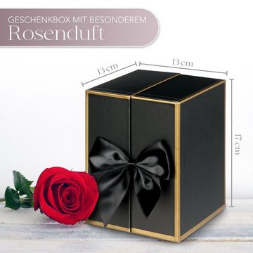Kunstblume TRIPLE K Geschenkbox mit Rosen - Infinity Rosen - Geburtstag, Valentinstag, Hochzeitstag - 3 Jahre haltbar - mit Rosenduft - inklusive Grußkarte, TRIPLE K