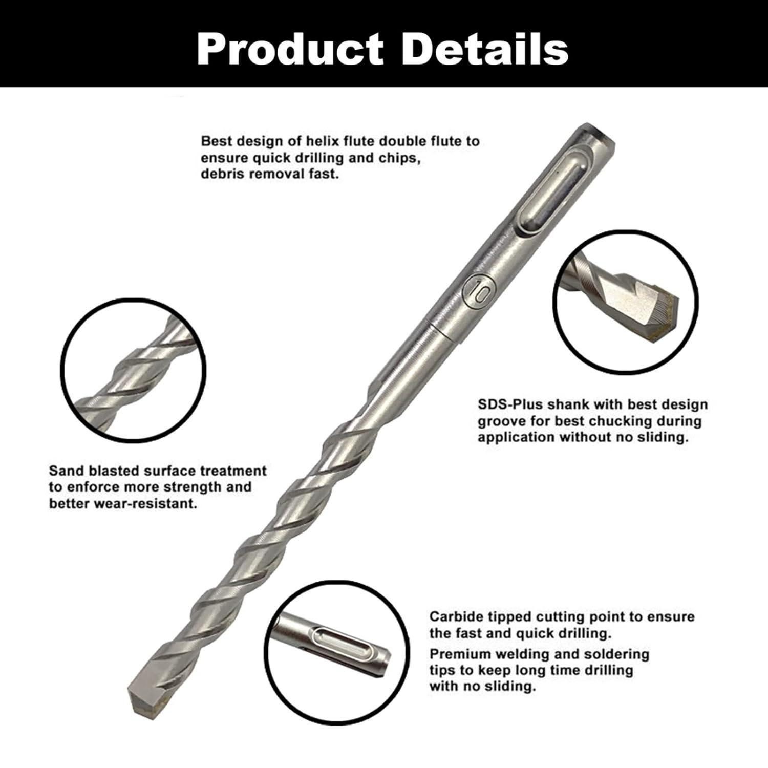 LuxusKollektion Hammerbohrer Hammerbohrer-Set SDS-Plus 7-tlg Hartmetallspit günstig online kaufen