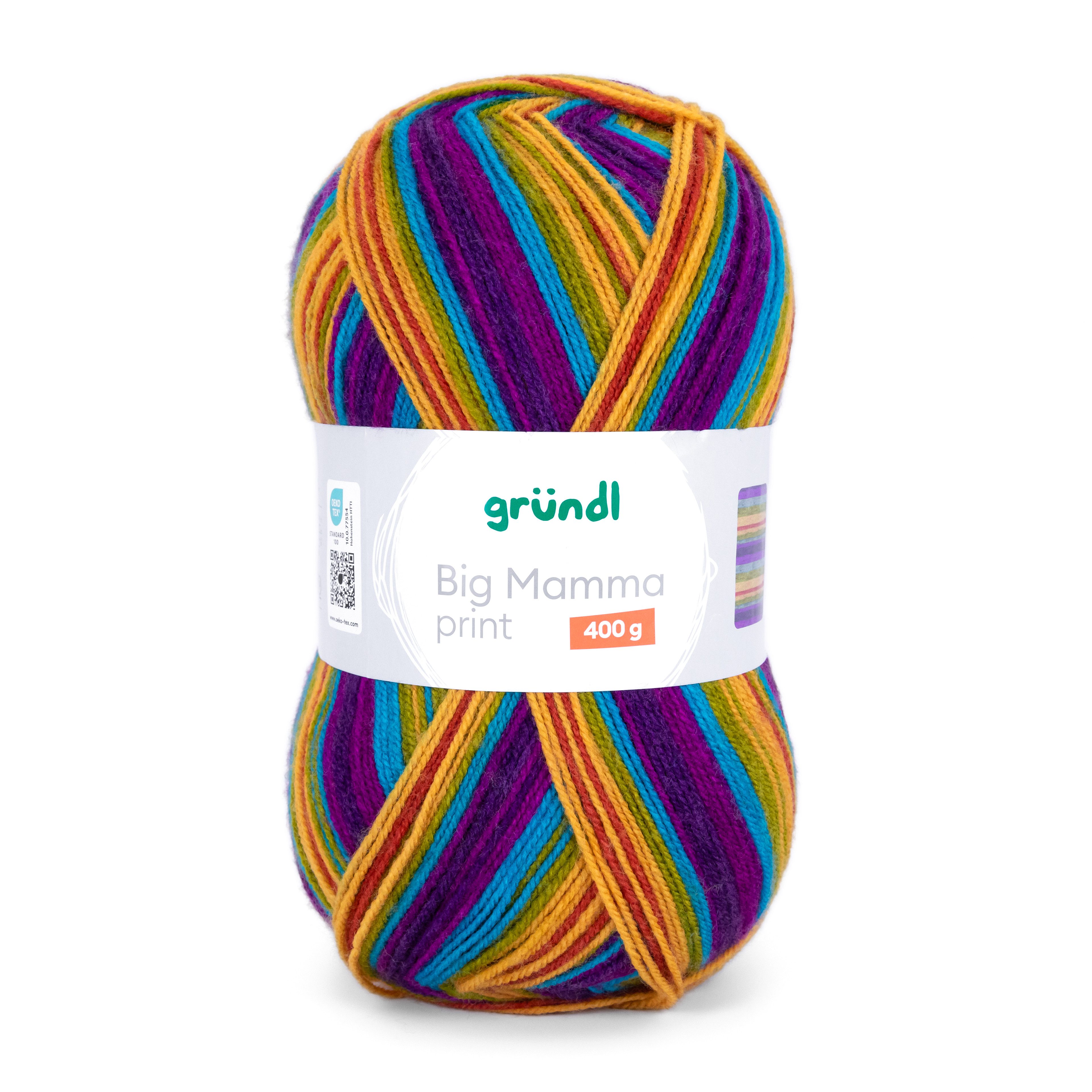 Gründl Wolle 400g Big Mamma Print Großknäuel Strickgarn Häkelwolle, 1040,00 m (Wolle zum Stricken und Häkeln, Strickwolle Handarbeitsgarn, Handstrickgarn), Wolle ohne Schurwolle