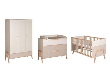 Schardt Babyzimmer-Komplettset Happy, 3tlg Set - Kombi-Kinderbett 70x140cm, Wickelkommode, Schrank 3 Türen