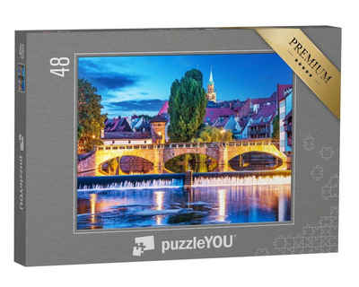 puzzleYOU Puzzle Nacht in der Altstadt von Nürnberg, Deutschland, 48 Puzzleteile, puzzleYOU-Kollektionen Bayern, Nürnberg, Deutsche Städte