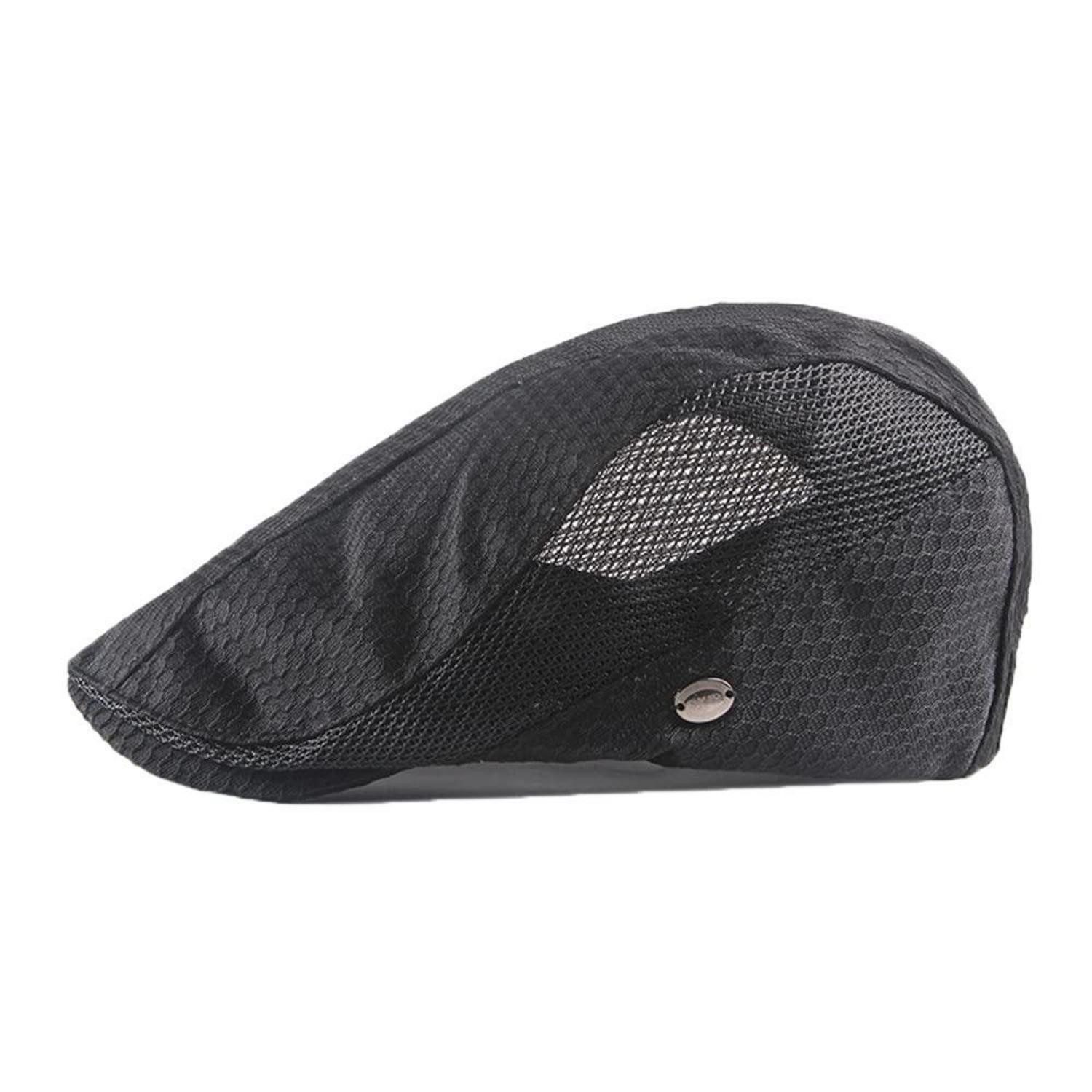 LuxusKollektion Schiebermütze Schiebermütze Flatcap Barett Mesh Herren Damen Einheitsgröße 1 Schwarz