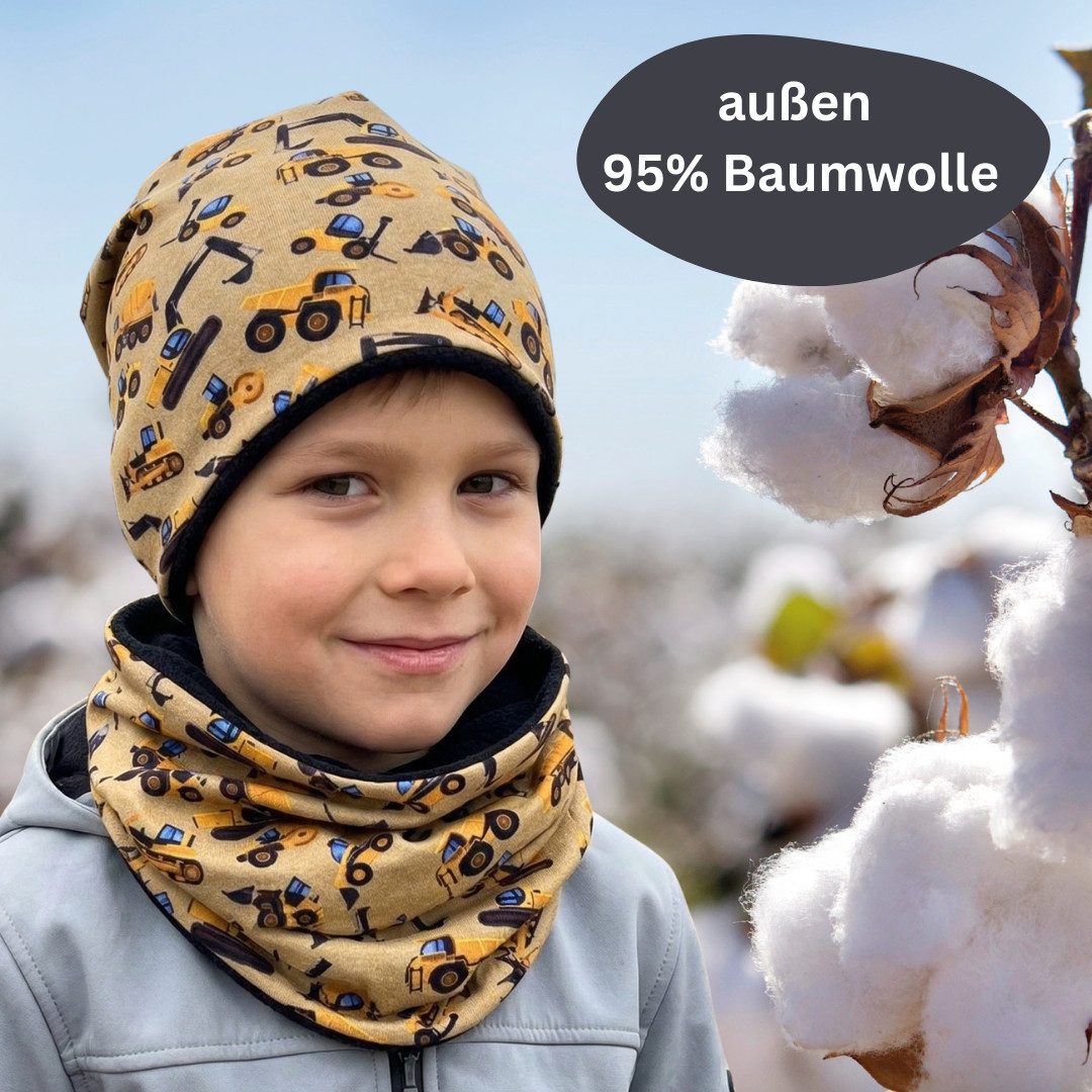 HECKBO Beanie HECKBO Kinder Mädchen Jungen Beanie Mütze & Loop-Schal Set – Bild 2 von 5