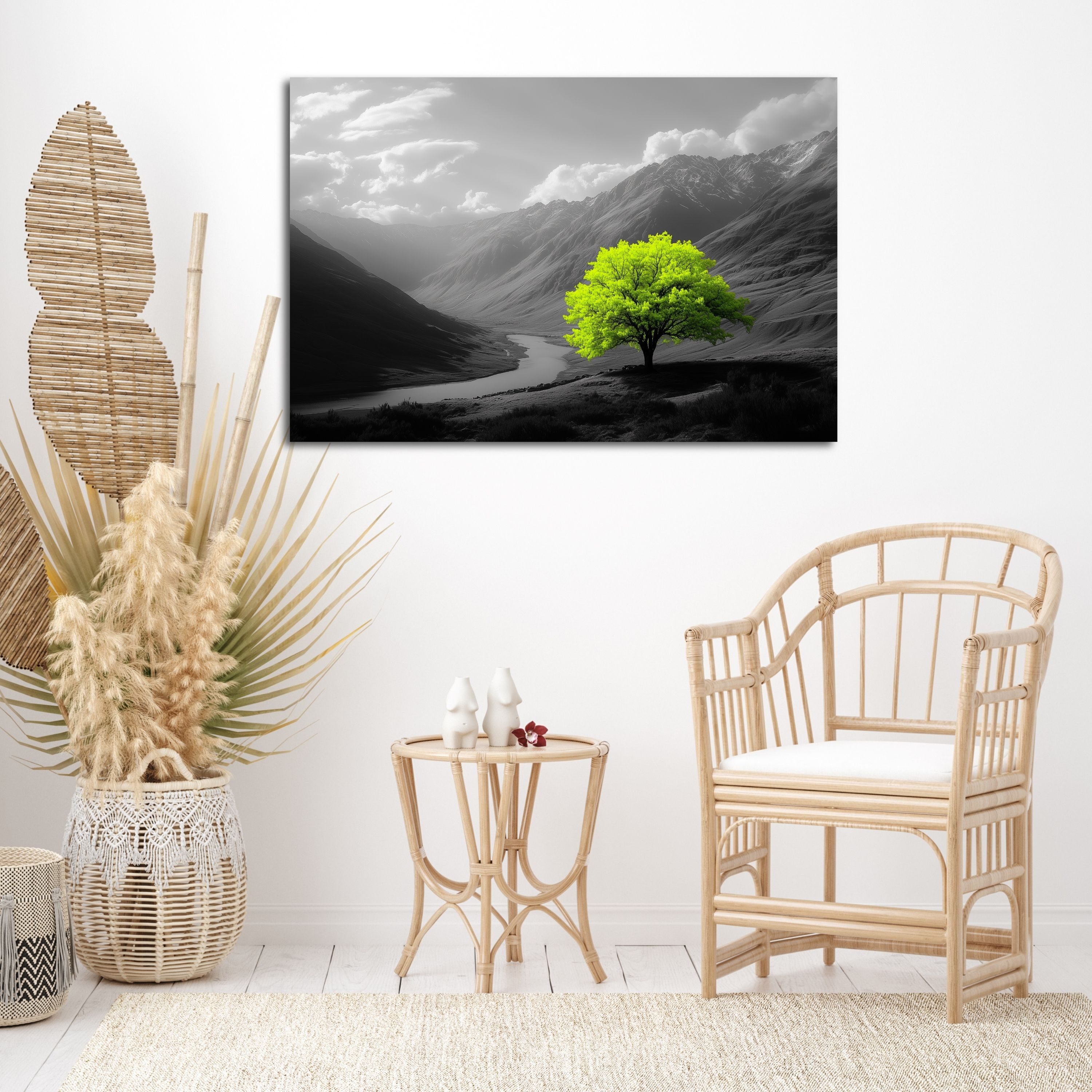 DARO Design Leinwandbild Modern Abstrakt Wandbilder XXL Wandbild Wand Deko Leinwand Bilder, (grüner Baum - Bild groß Wohnzimmer Schlafzimmer Küche Esszimmer Einteilig Querformat Fotodruck Leinwände Wanddeko Abstrakte Kunst Boho), 30x20cm