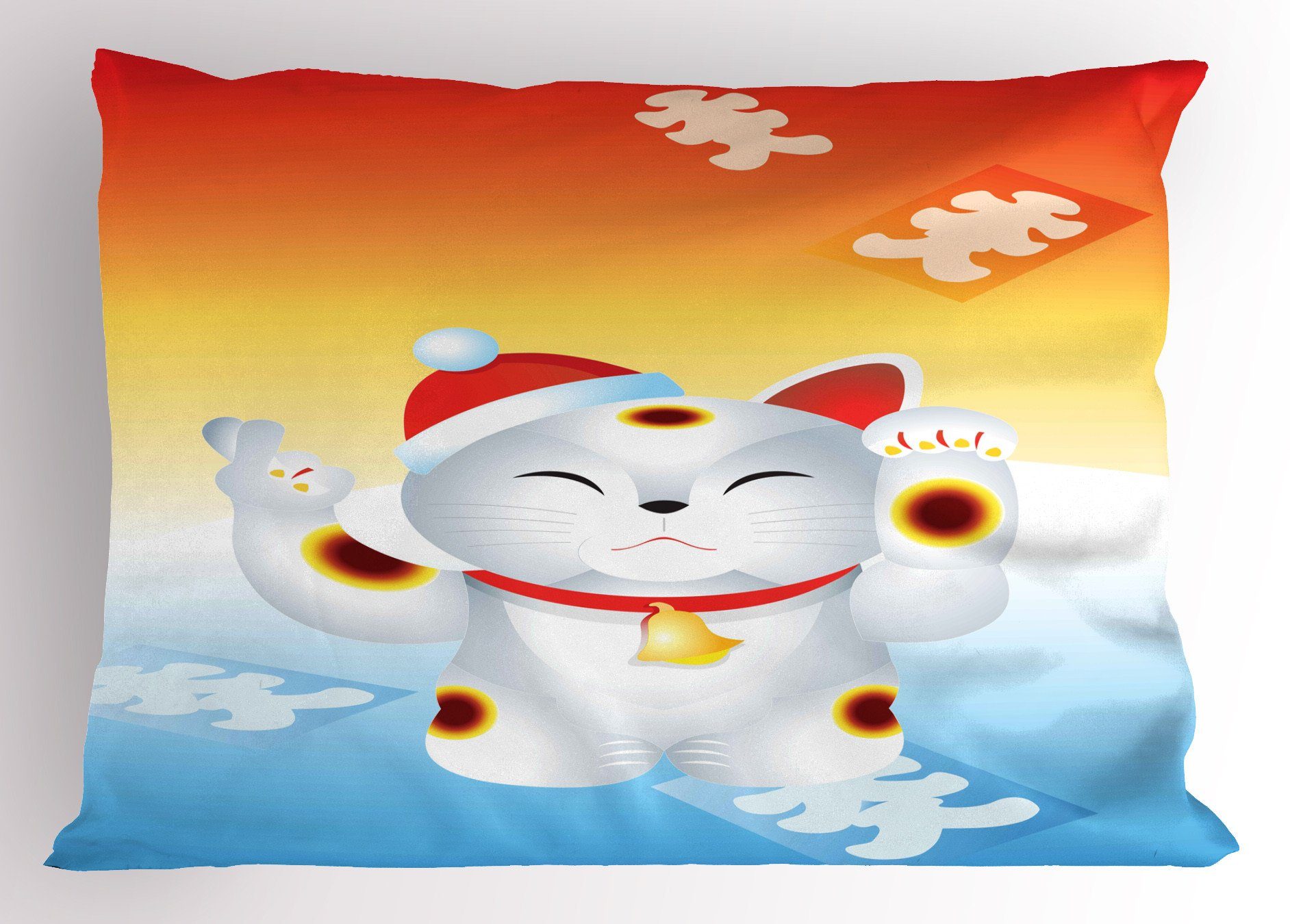 Kissenbezüge Dekorativer Standard King Size Gedruckter Kissenbezug, Abakuhaus (1 Stück), japanische Katze Neujahr Sankt-Katze