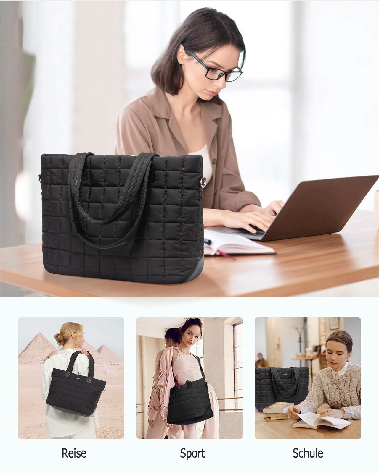 Coonoor Schultertasche Damen große Handtasche, Rauten-Design Schultertasche für Frauen, große Tote Tasche, Laptop Tasche – Bild 5 von 5