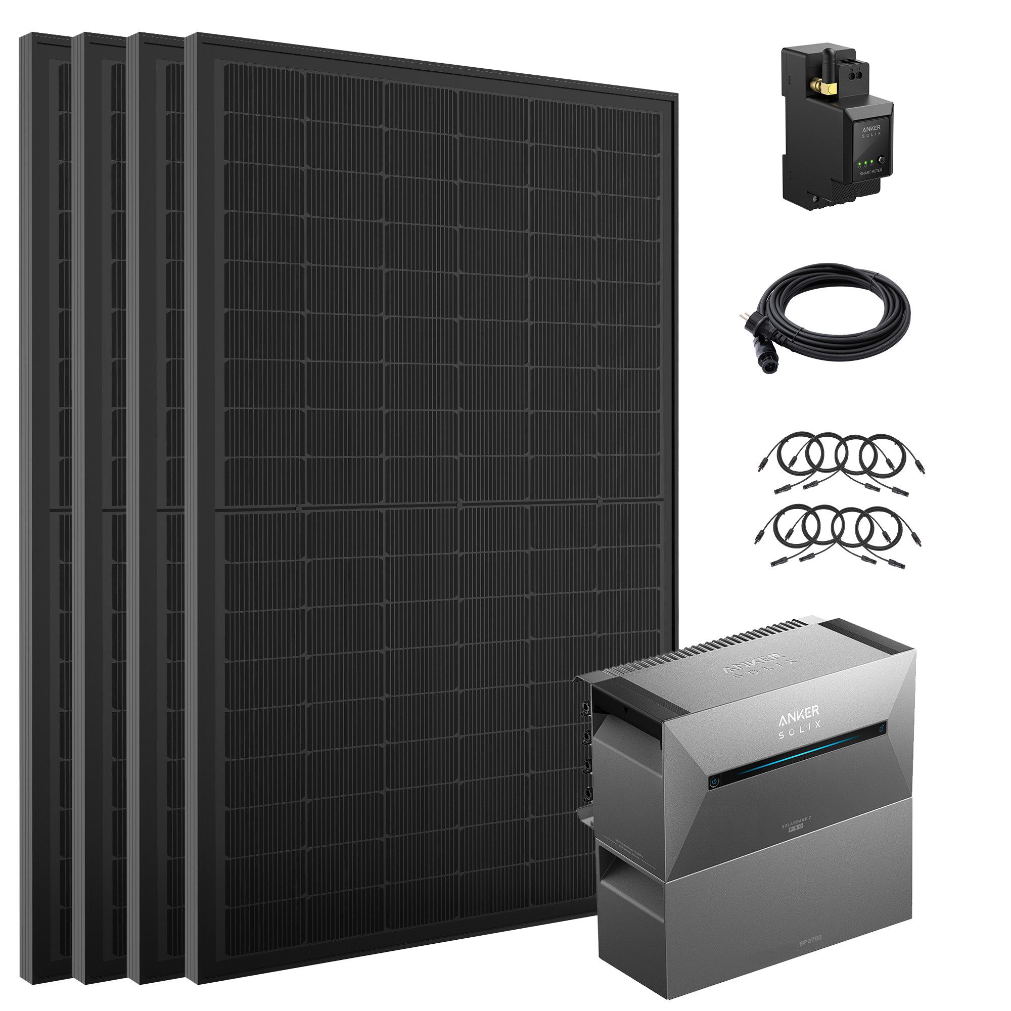 SolarMars Balkonkraftwerk mit Speicher Anker Solix Solarbank 2 E1600 Pro, 1800 W, (Flachdach/Garten Halterung×4), 0% MwSt