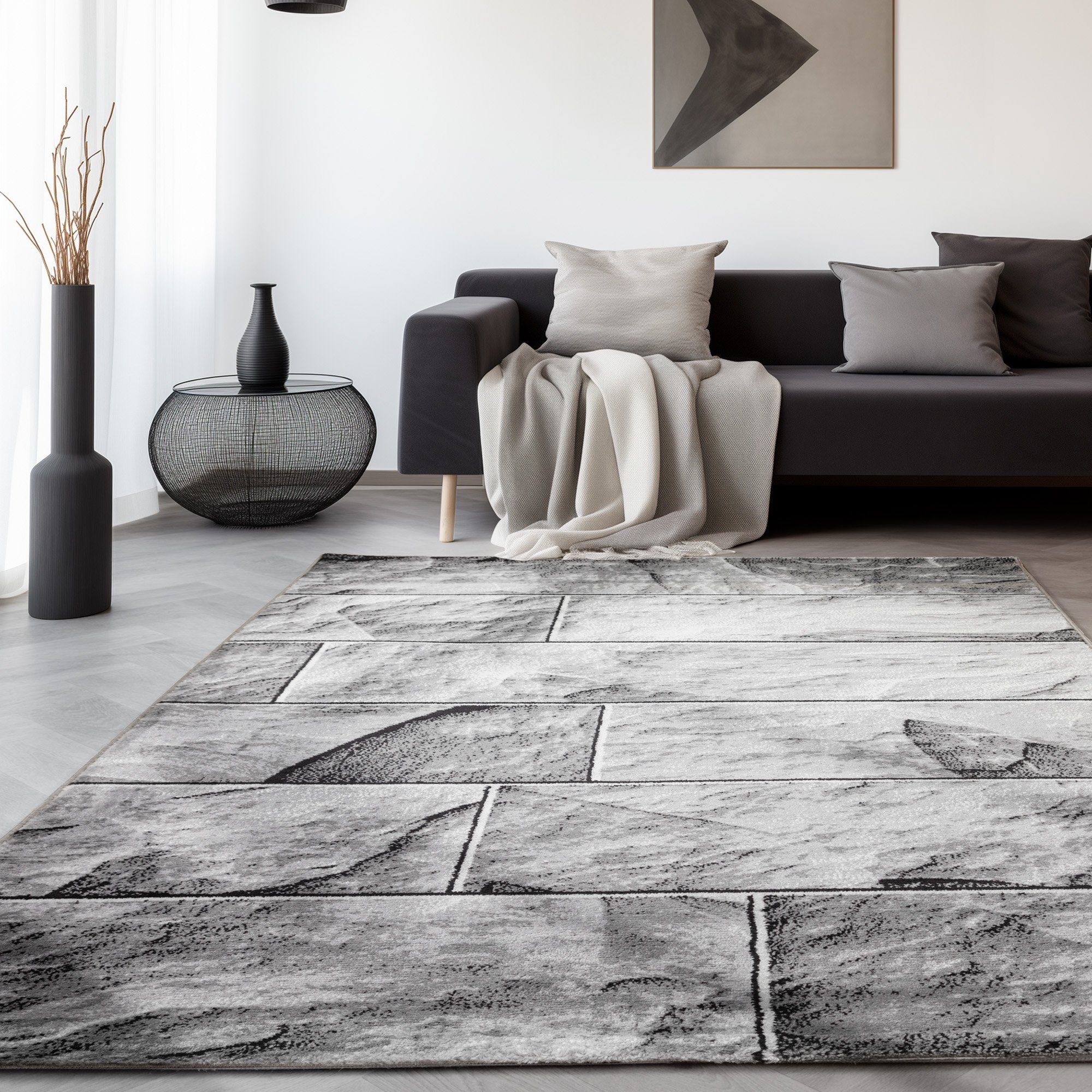 SIMPEX24 Designteppich Stein Design, Läufer, Höhe: 12 mm, Modern Kurzflor T günstig online kaufen