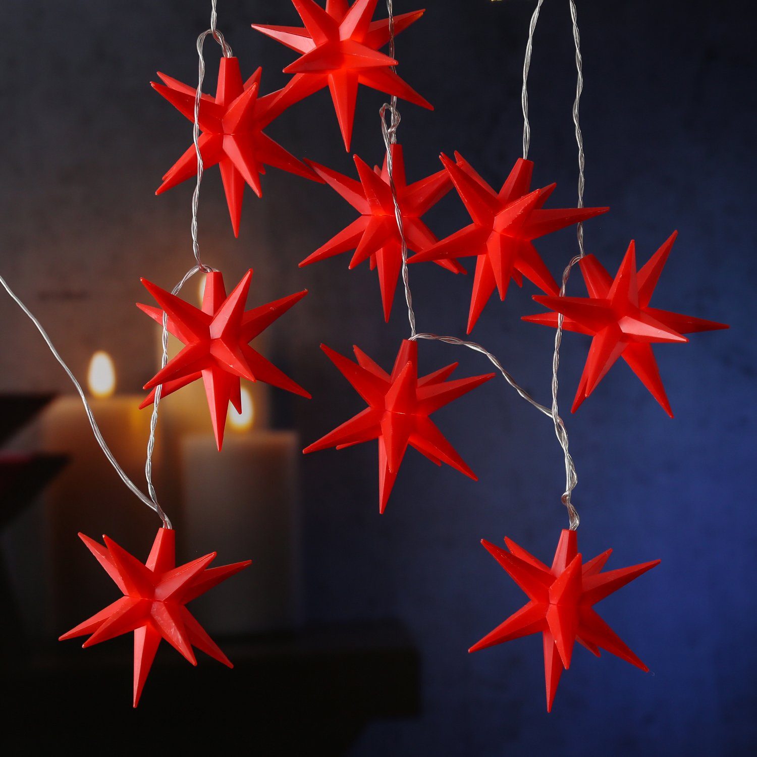 MARELIDA LED-Lichterkette LED Lichterkette Sterne 3D warmweiß Timer Weihnachten Deko für Außen